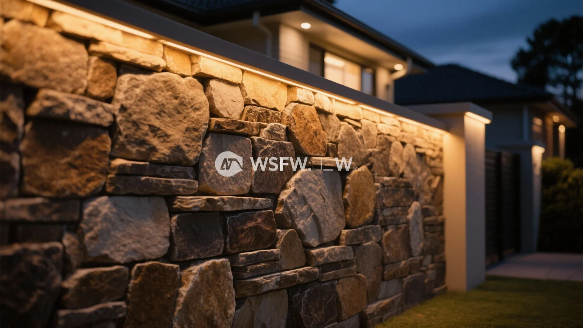 Stone Cladding with Accent Lighting