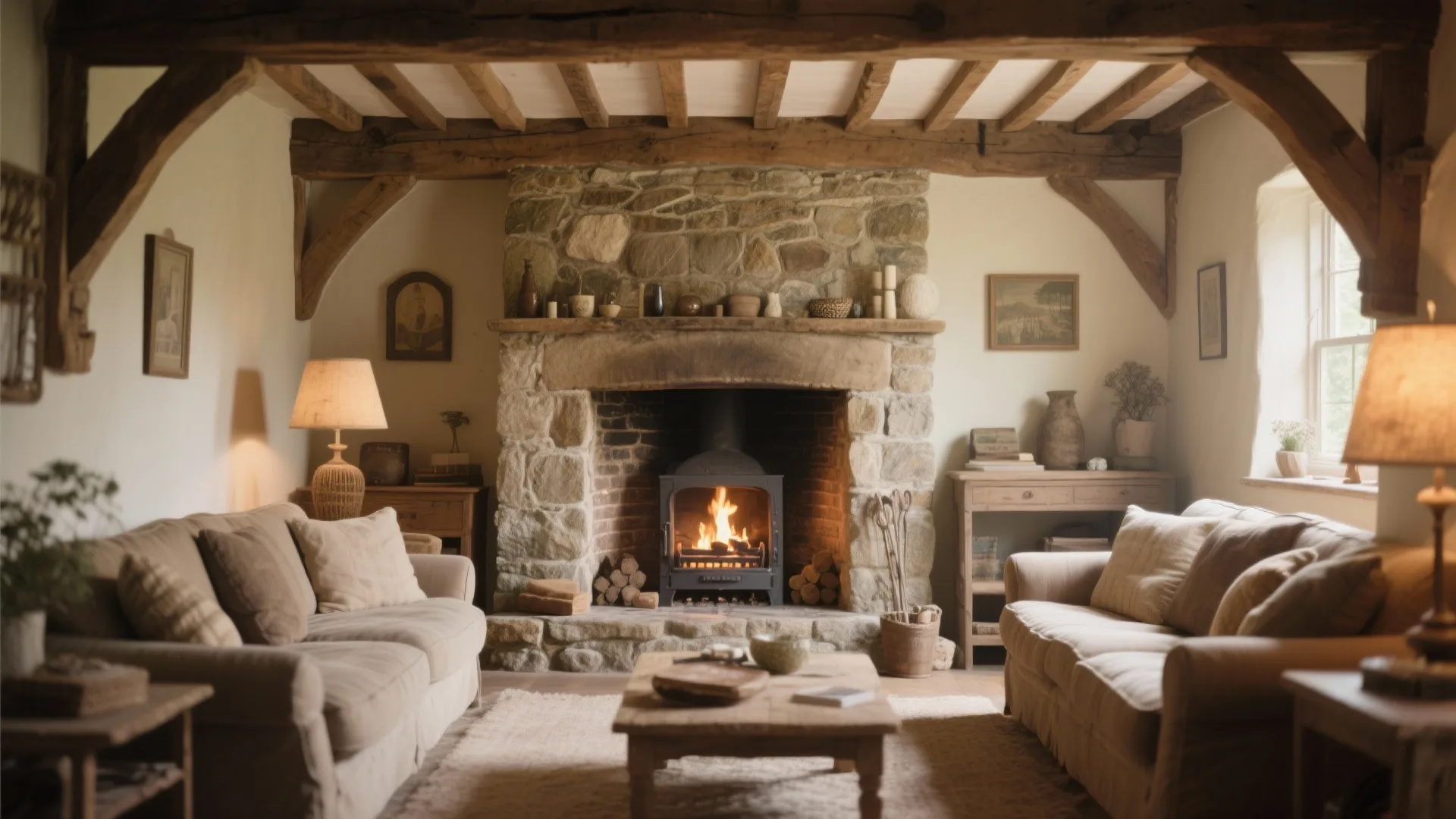 Stone Fireplace Feature