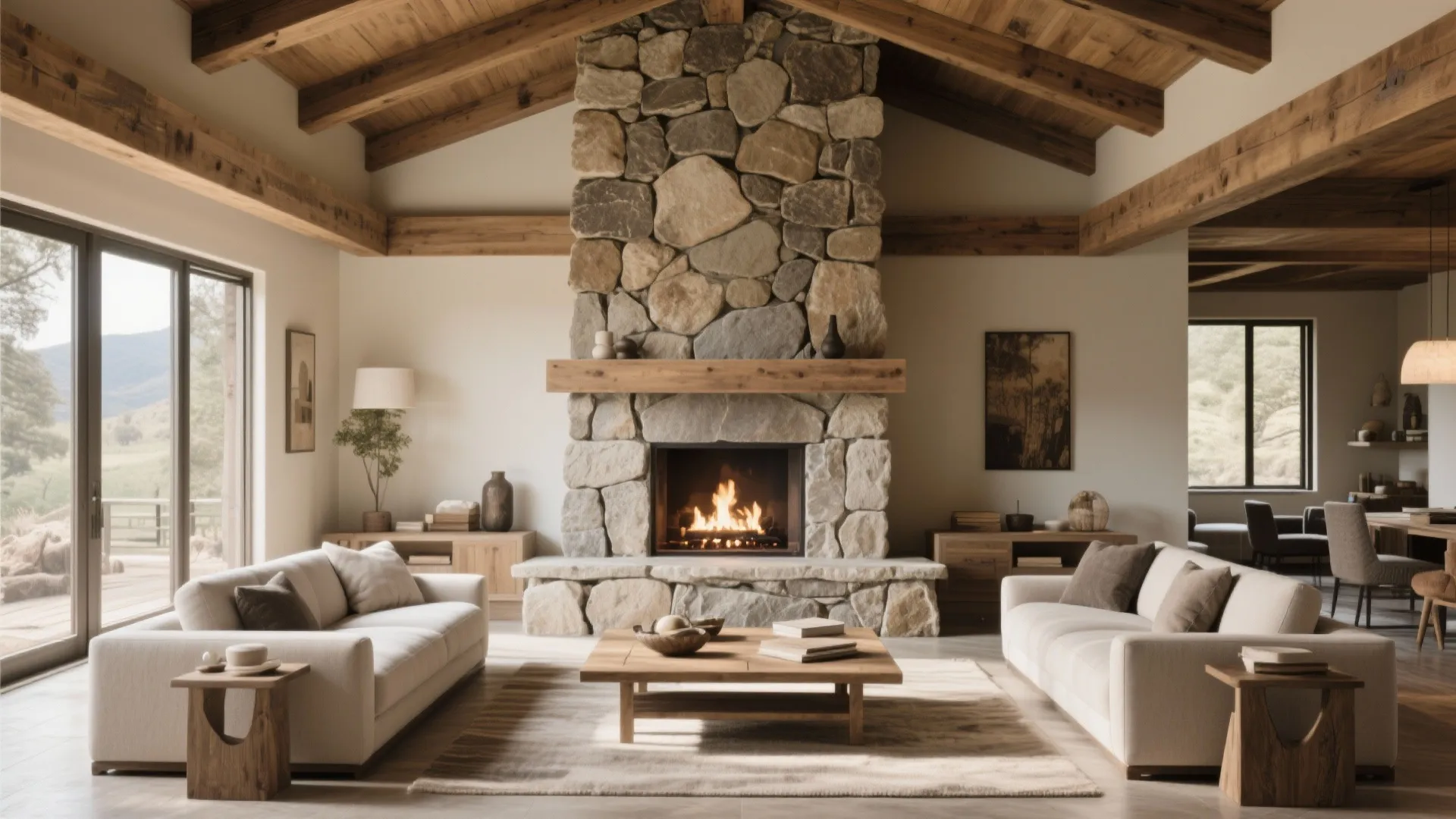 3. Statement Stone Fireplace