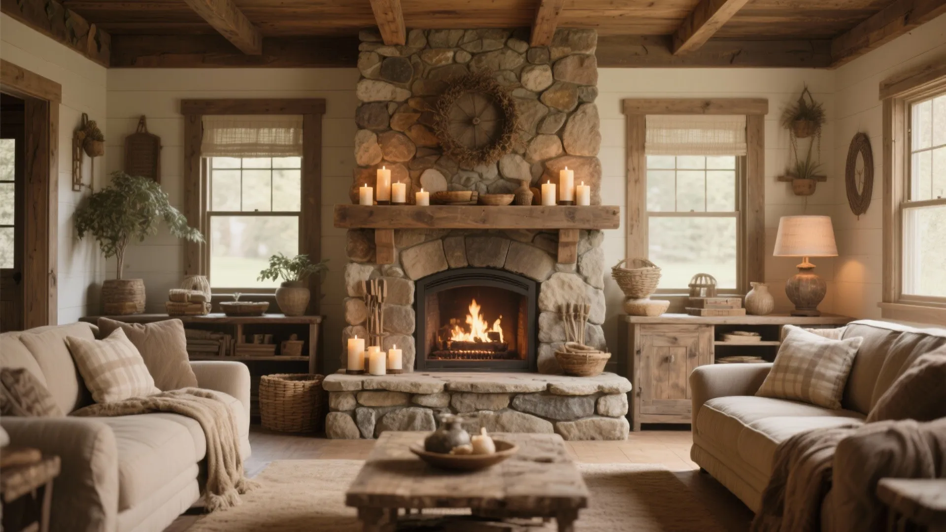 7. Stone or Brick Fireplace Surround