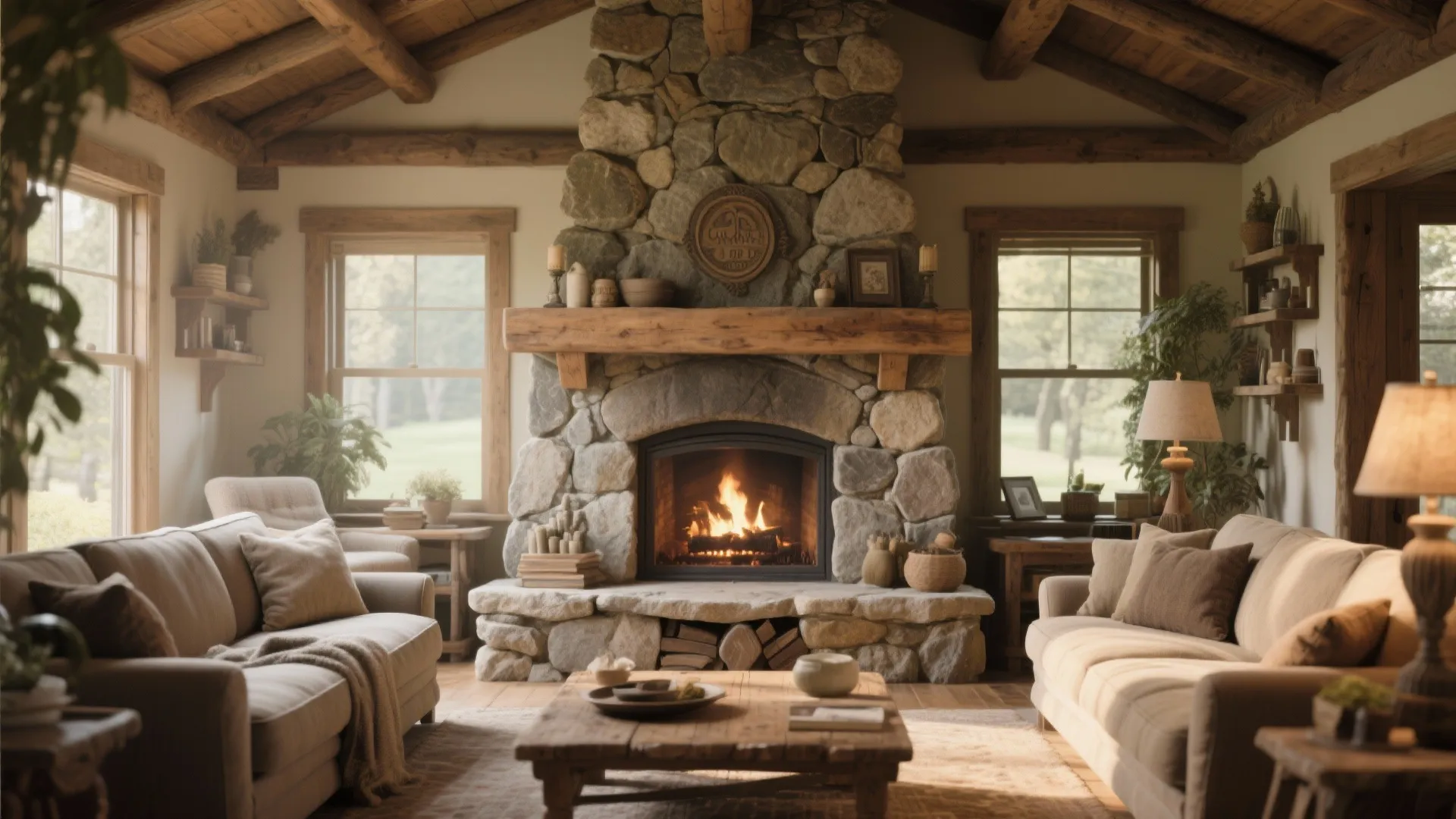 3. Stone Fireplace as a Focal Point