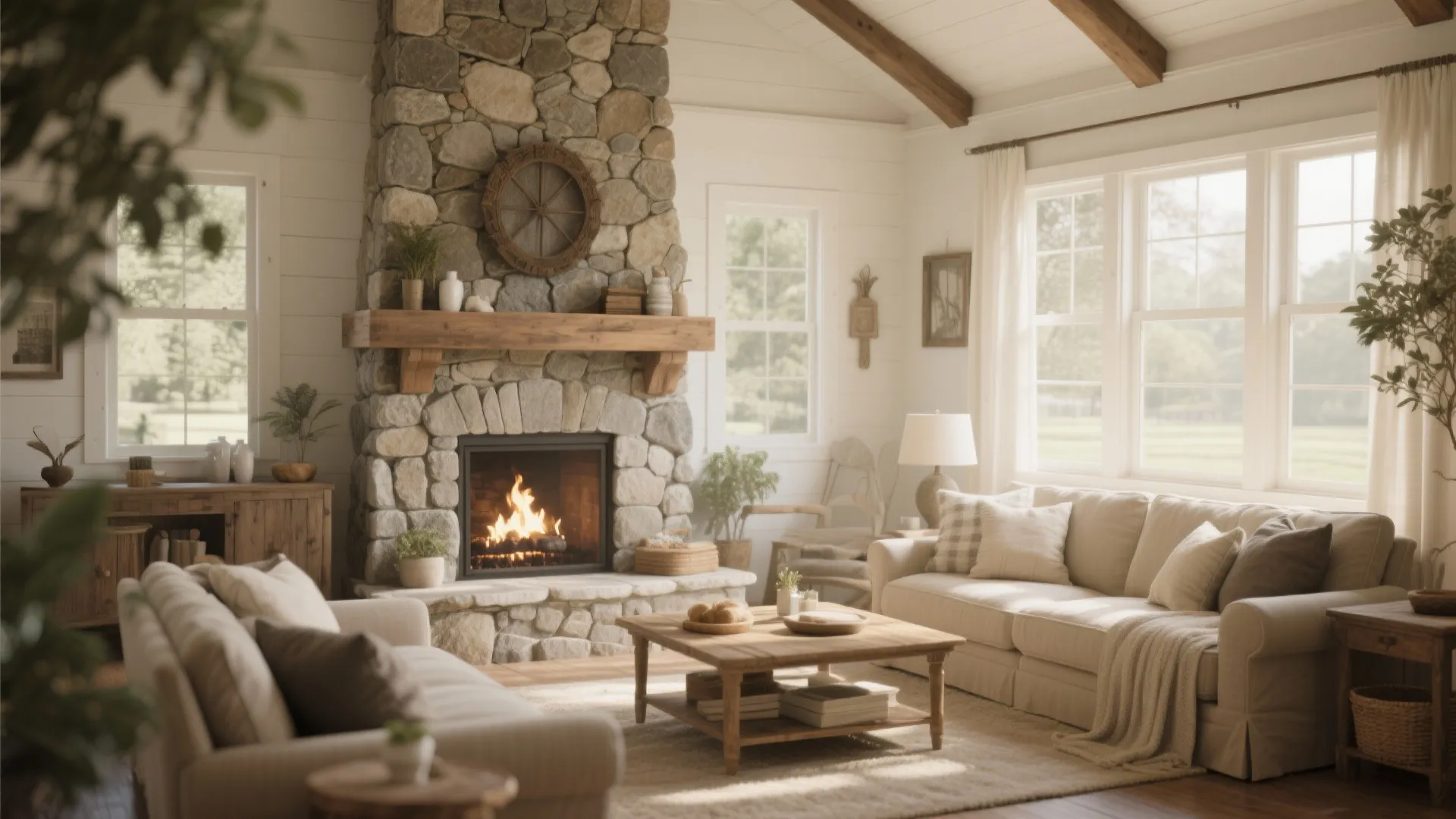 7. Stone or Brick Fireplace Surround