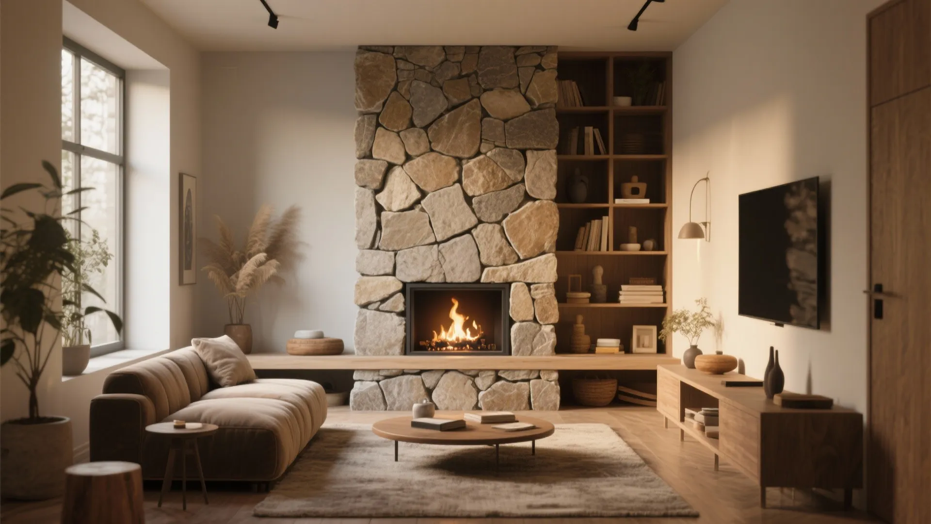 2. Stone Fireplace Accent