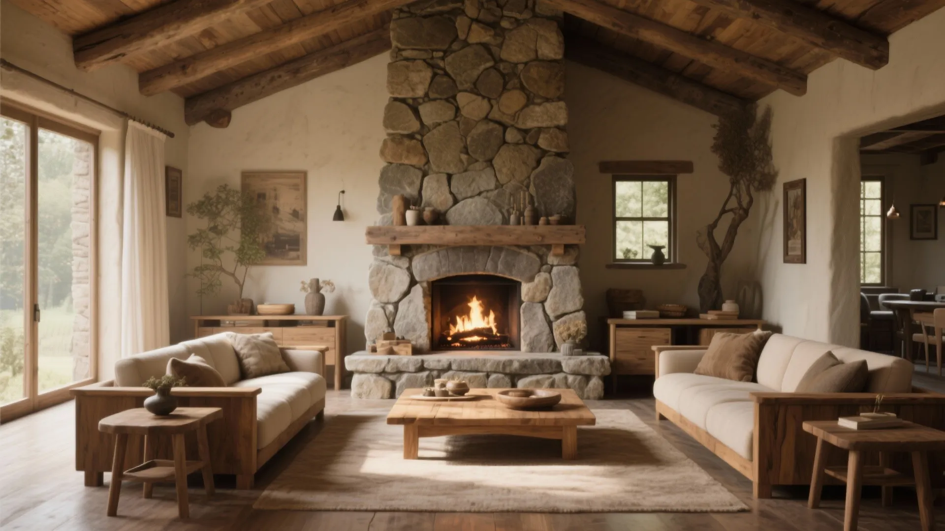 2. Stone Fireplace Accent Wall
