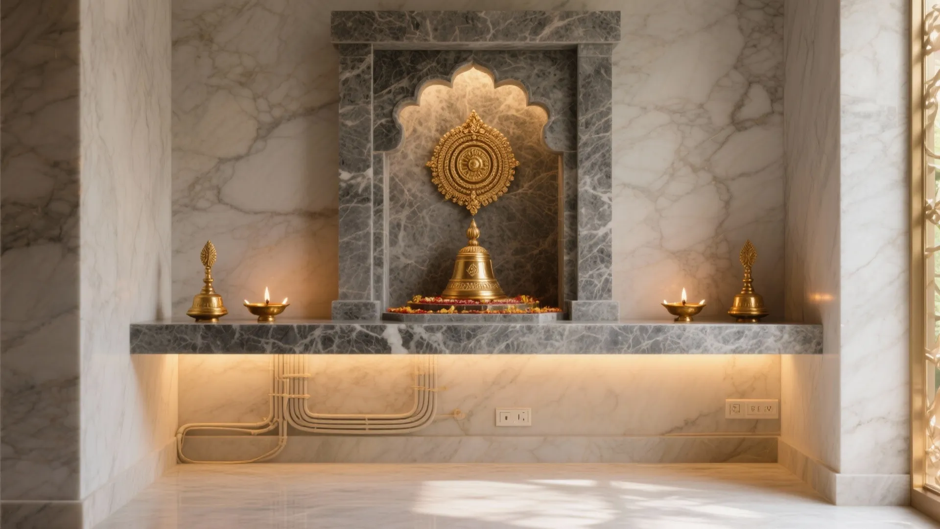 Stone-Clad Sanctum with Floating Mandir