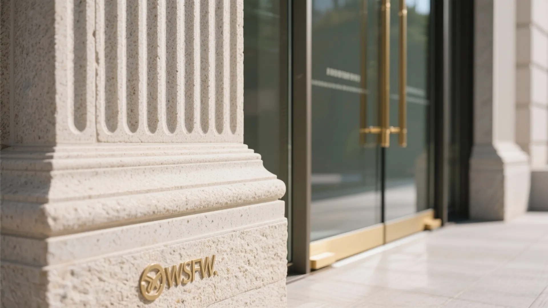 1) Double-height entrance with layered glass and stone