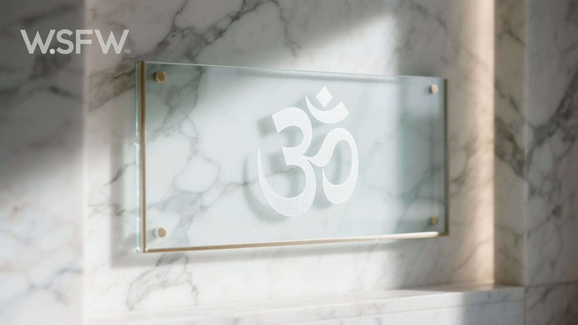 Stone and Glass Fusion: Etched Om with Serene Surfaces