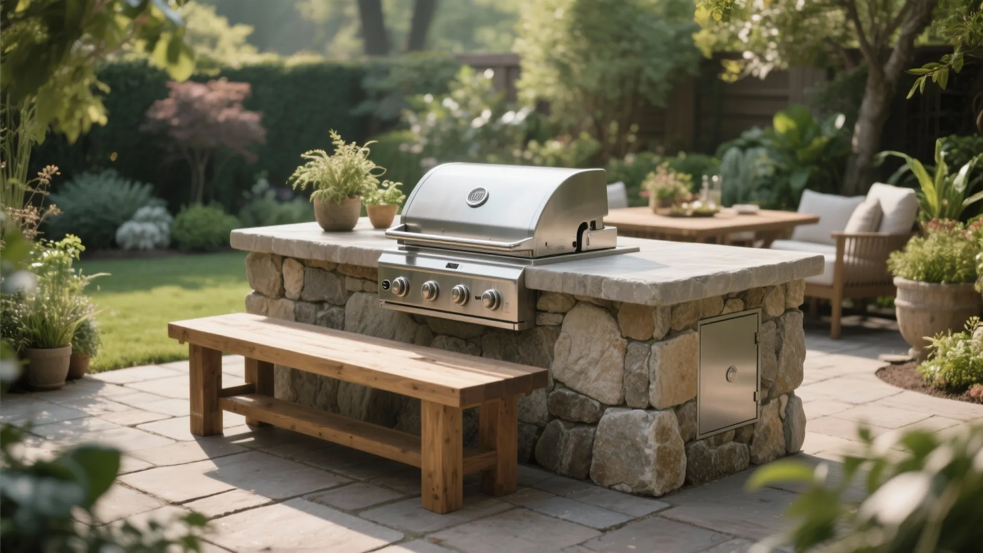 1. Built-in Stone Grill Island