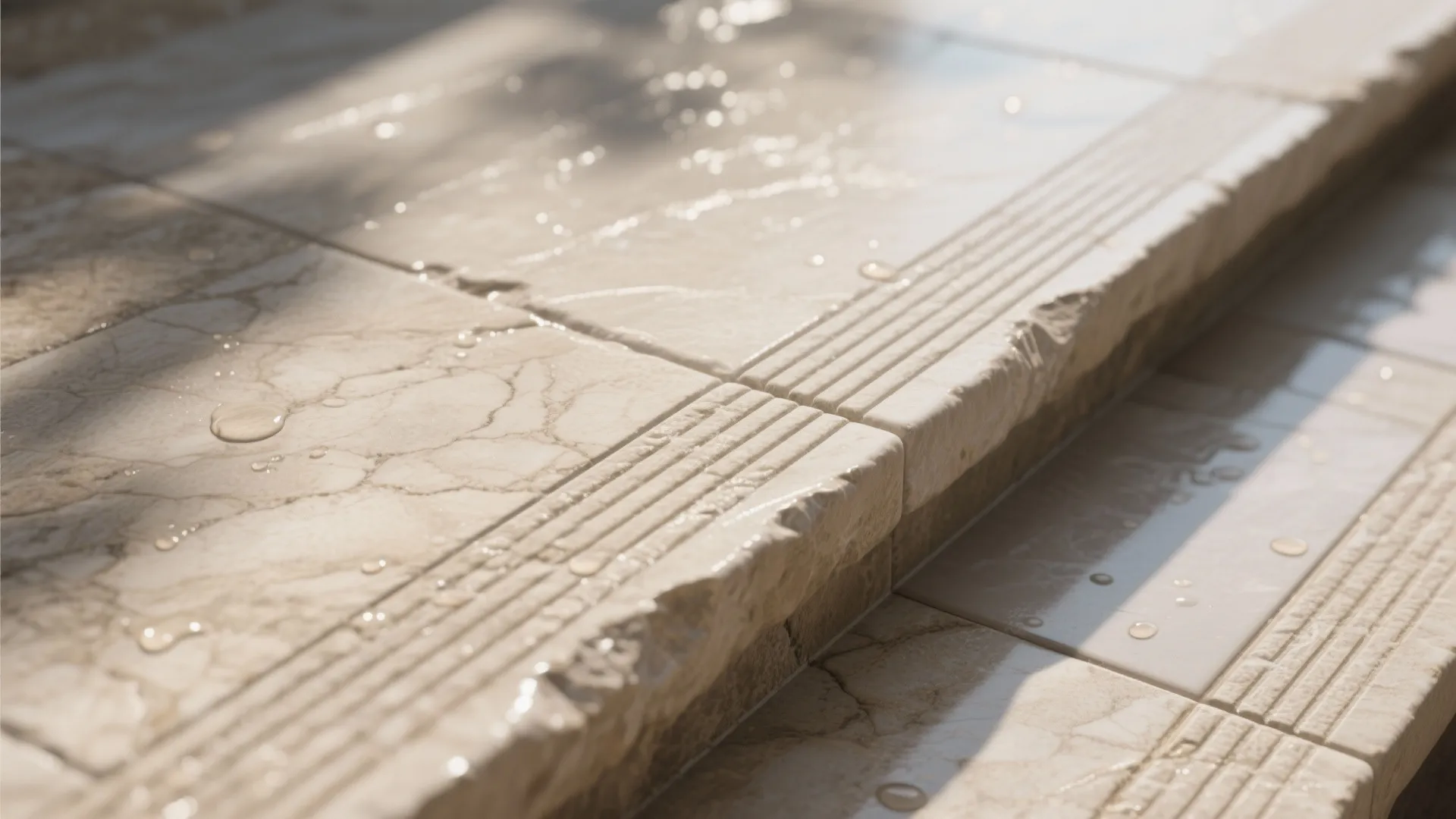 Honed or Leathered Stone with Micro-Grooves