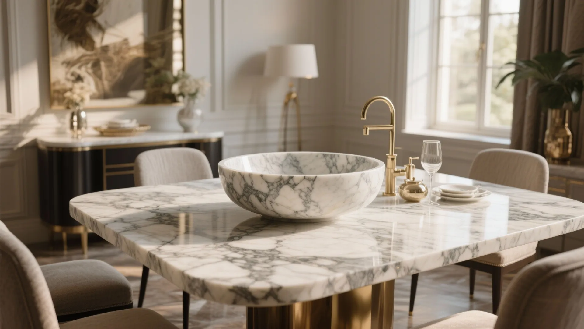 Stone-Inset Basin Luxury