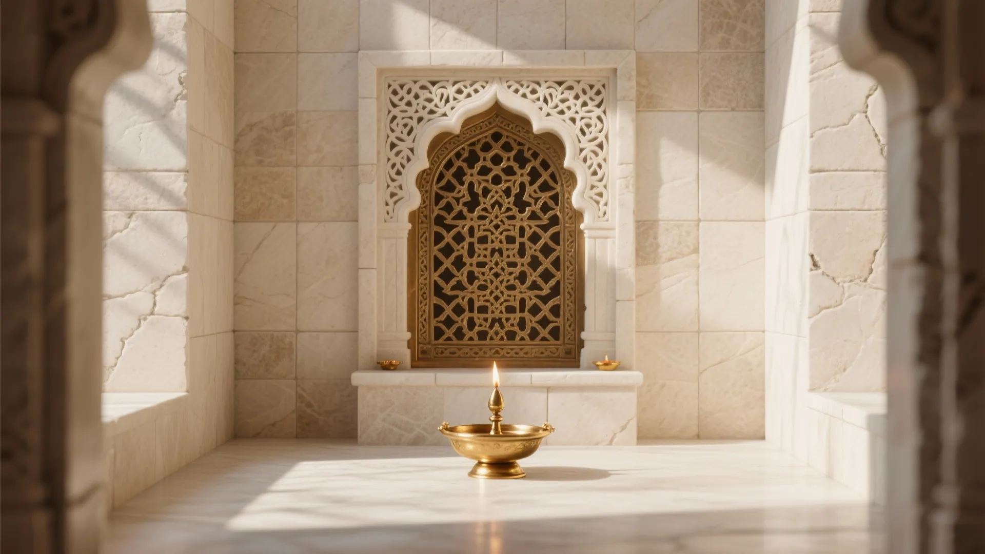 Textured Stone Tiles with Jaali Motifs