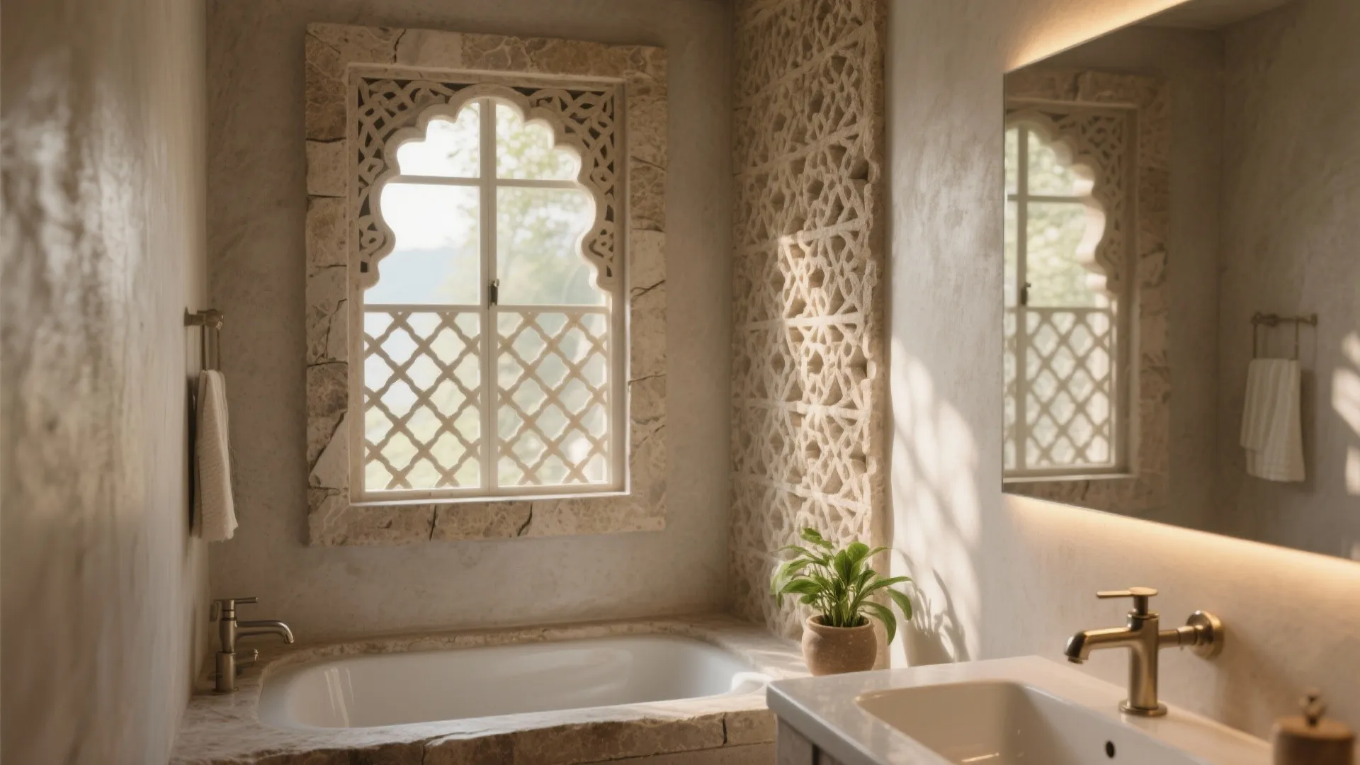 2) Carved stone jali as a privacy window