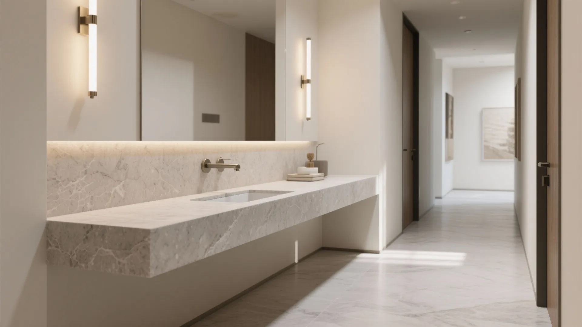 5) Stone Slab Ledge with Undermount Sink