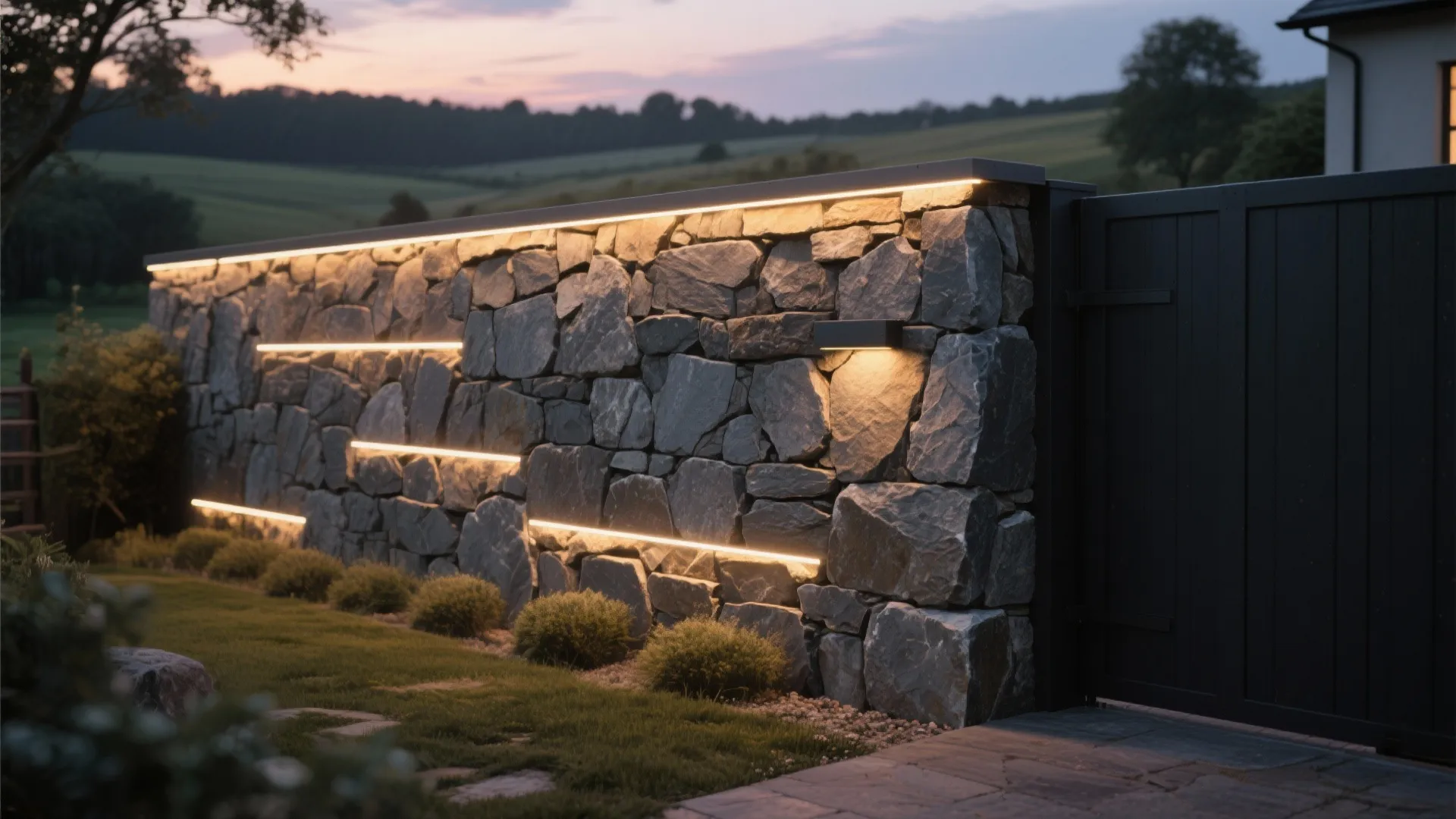 4. Stone Cladding With Lighting