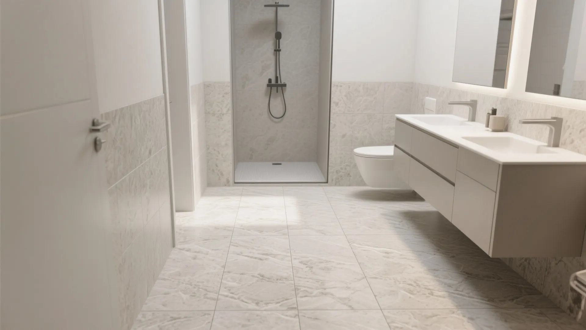 Textured stone-look 3D tiles for floors