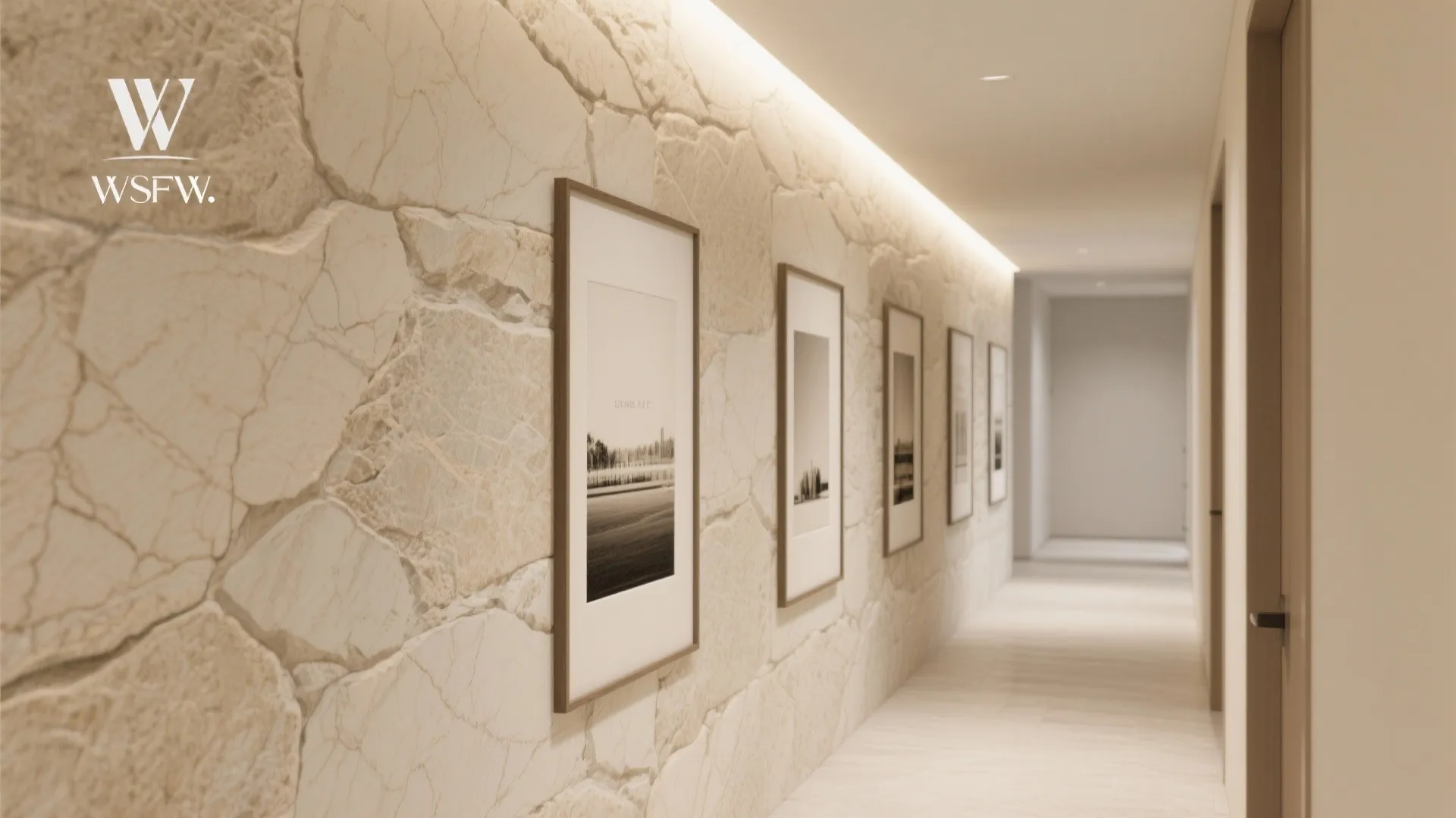 Stone-look PVC for a gallery wall effect