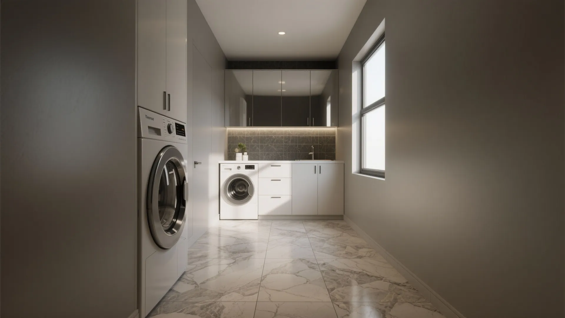 2. Large-format stone-look porcelain