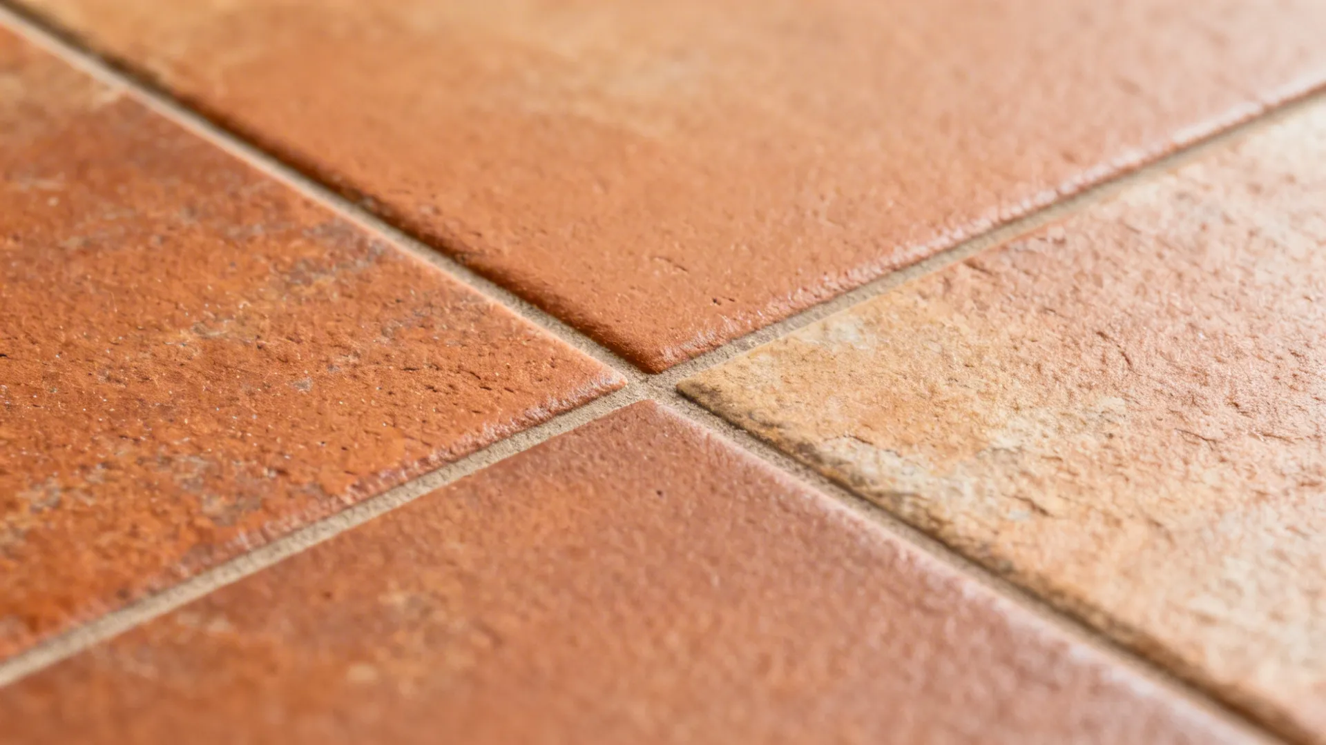 Terracotta and warm stone-look floor tiles