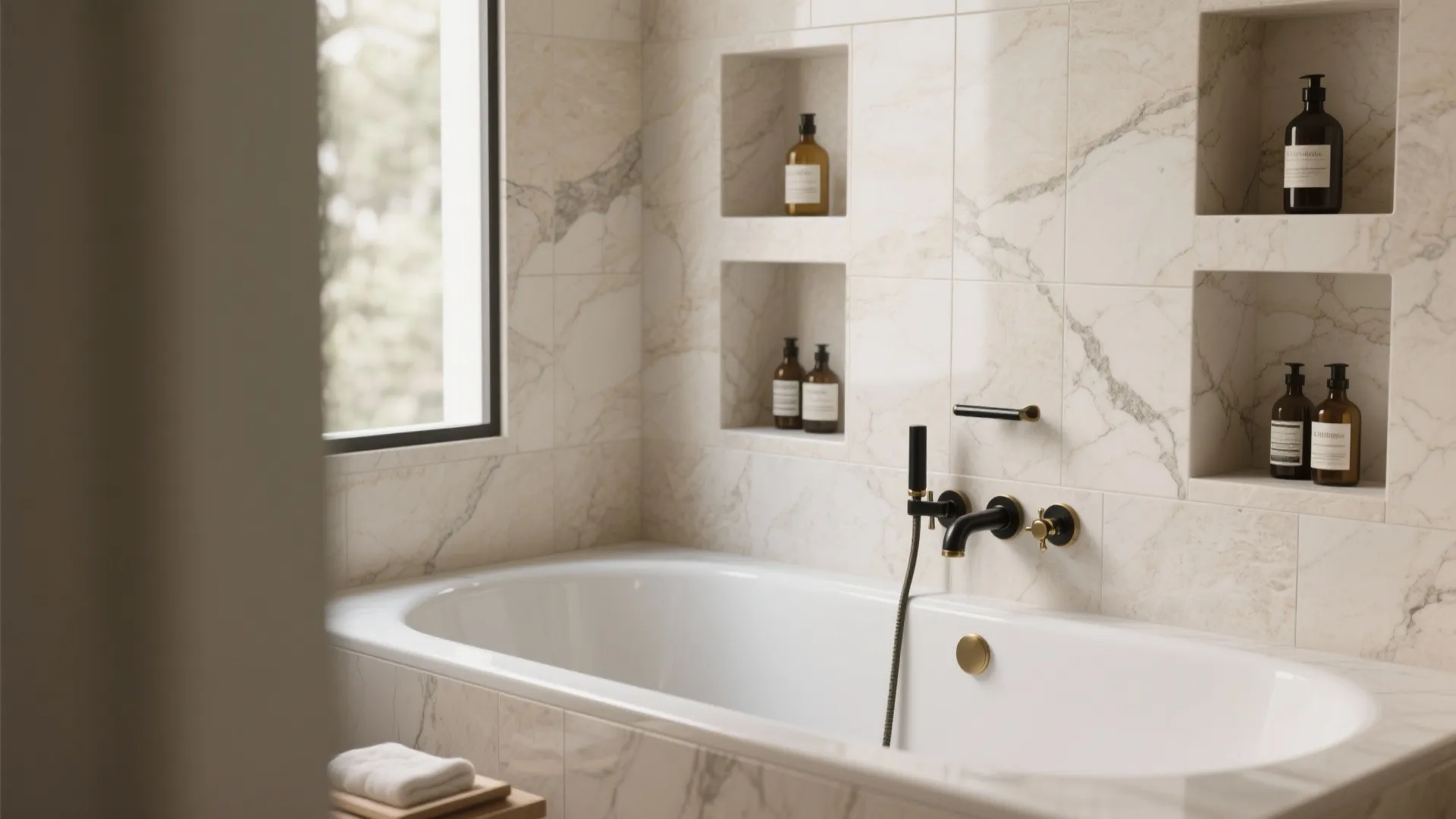 5) Stone-Look Porcelain with Niches