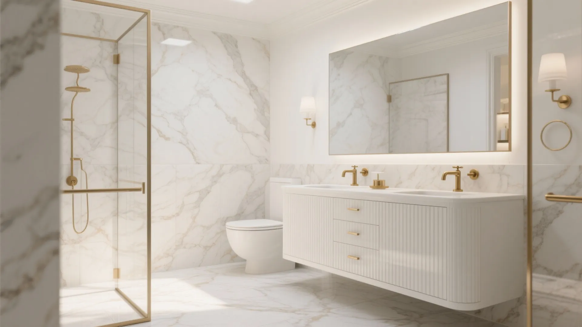 Stone-Look Porcelain in White and Warm Veins