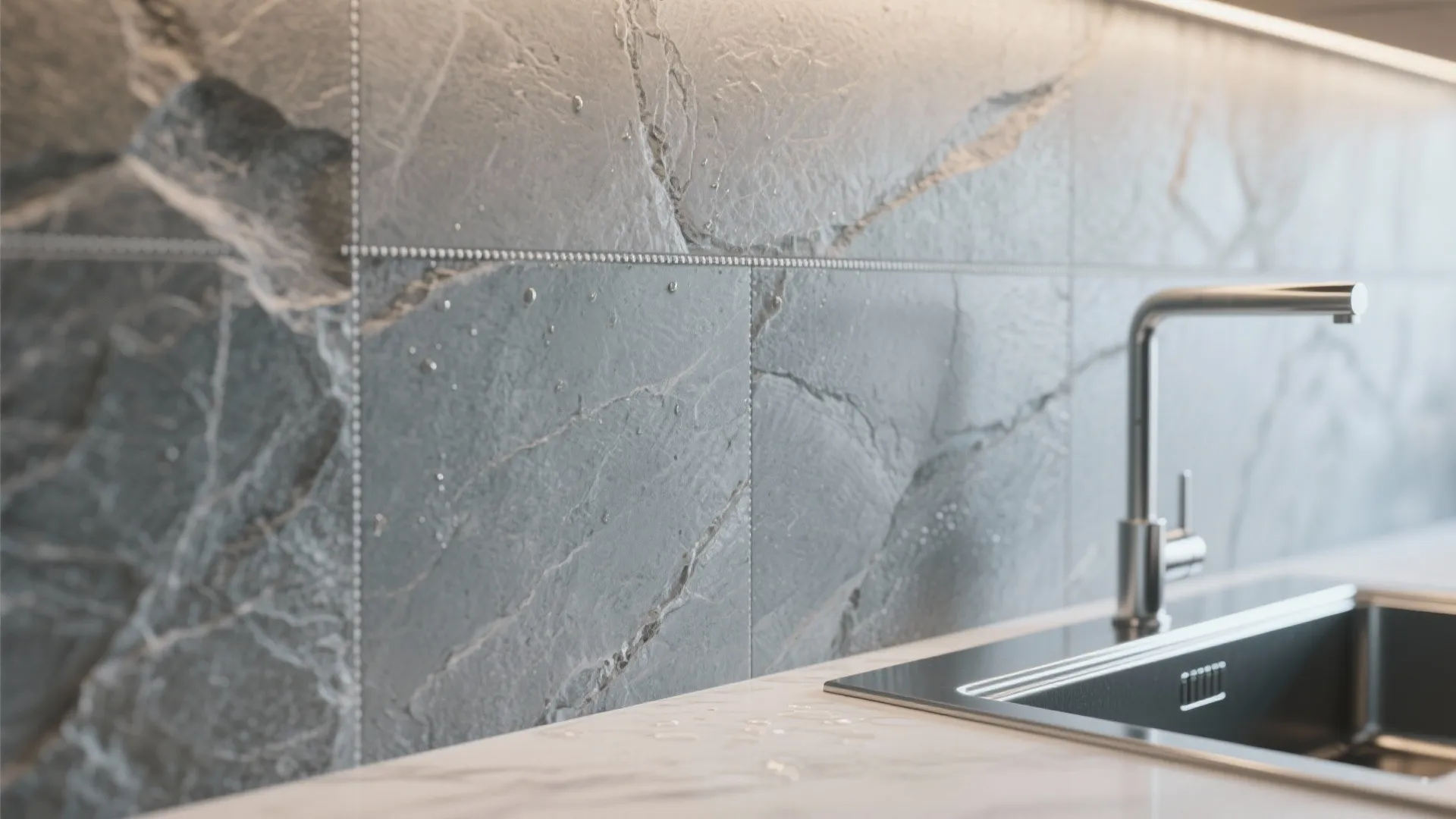 2. Textured stone-look porcelain