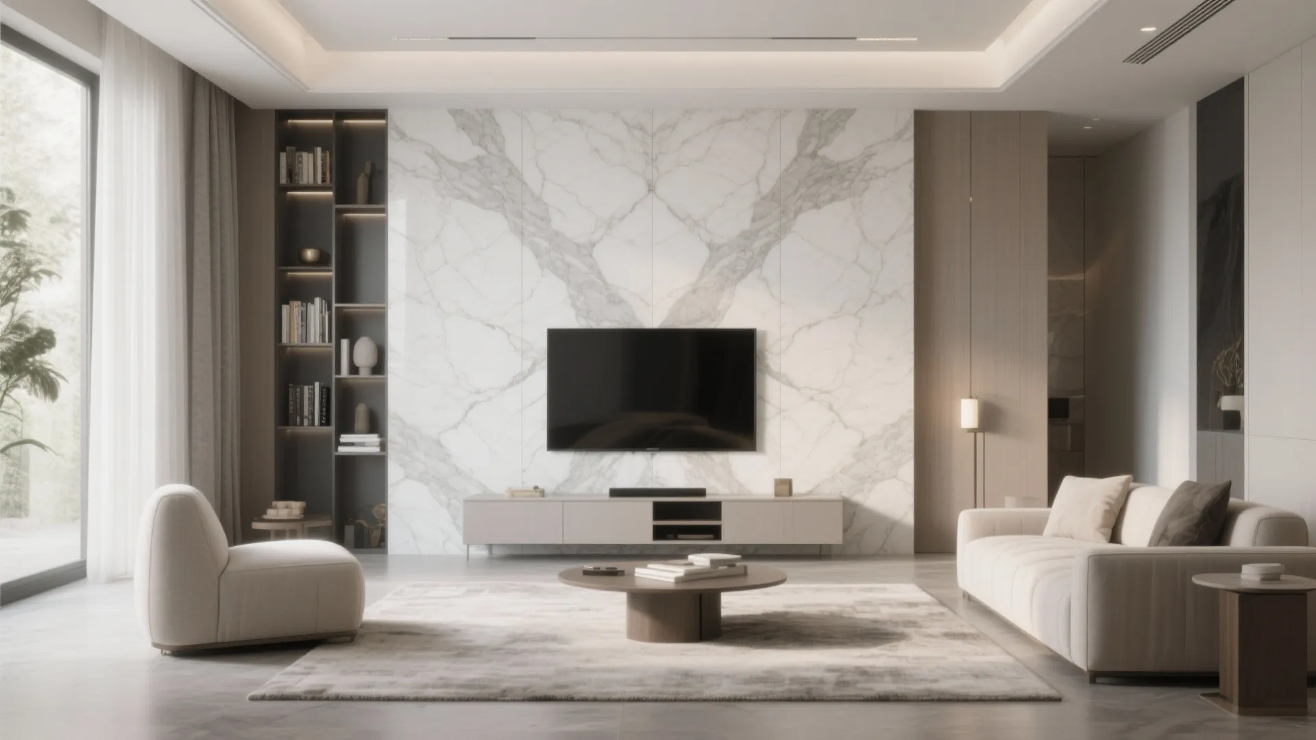 Large-format stone-look tiles for seamless luxury