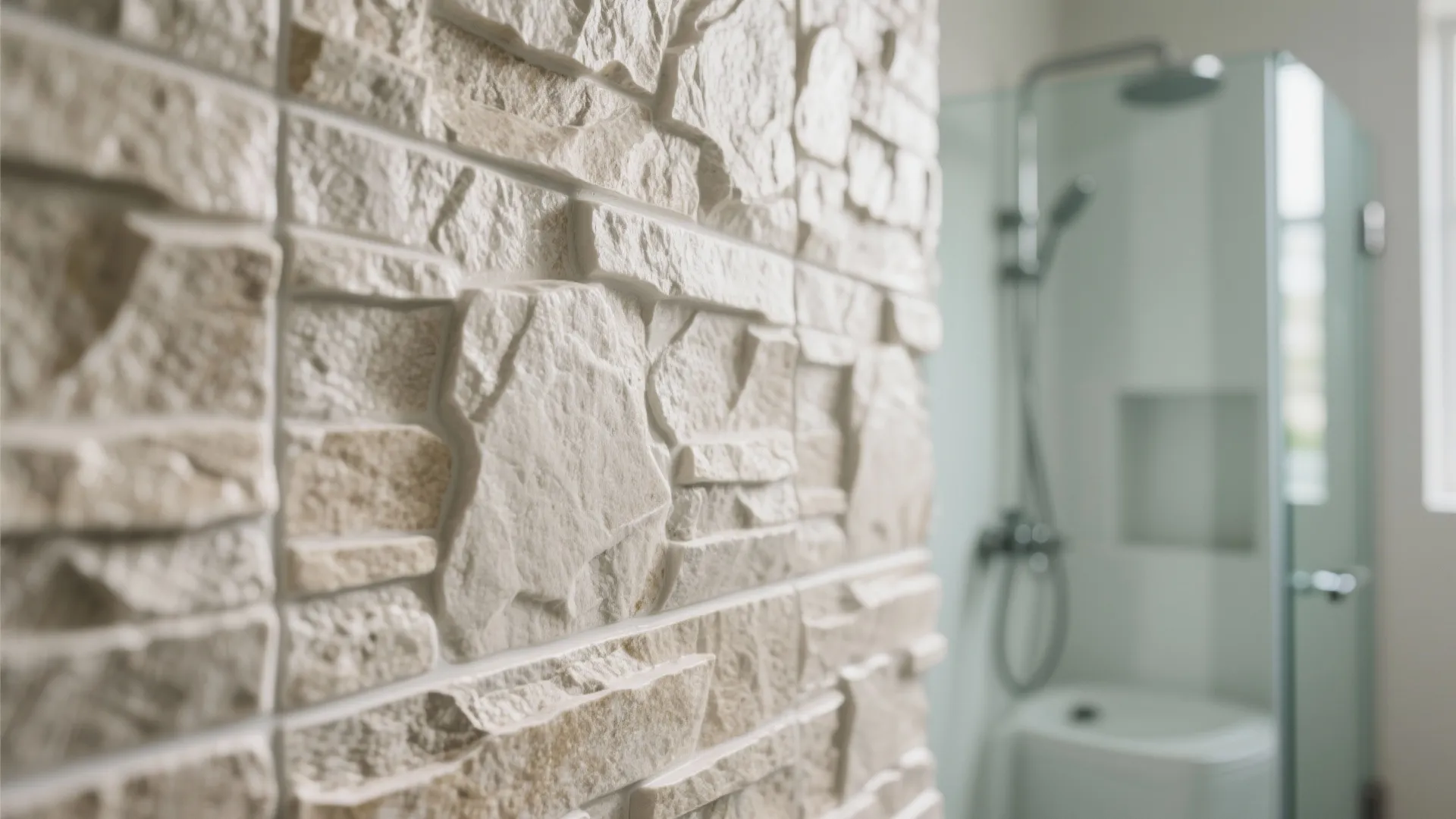 Textured stone-look tiles