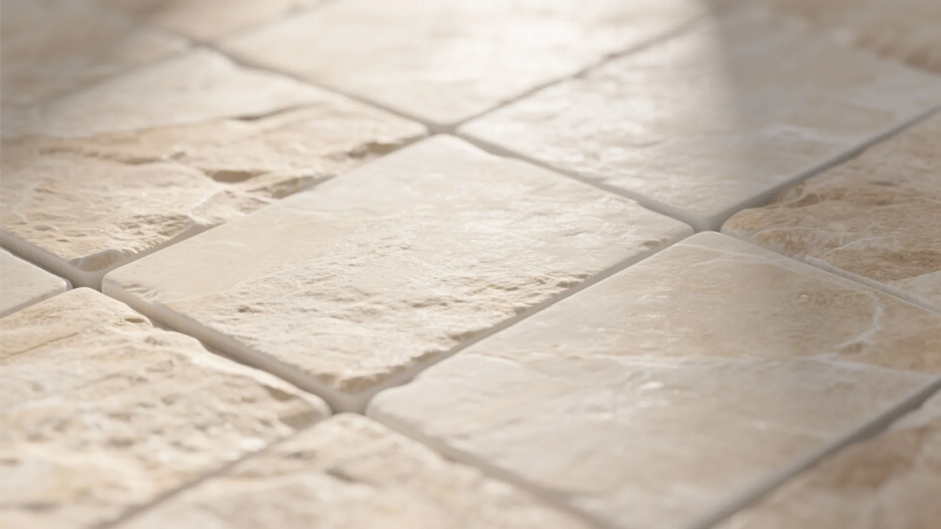 Textured stone-look tiles for warmth