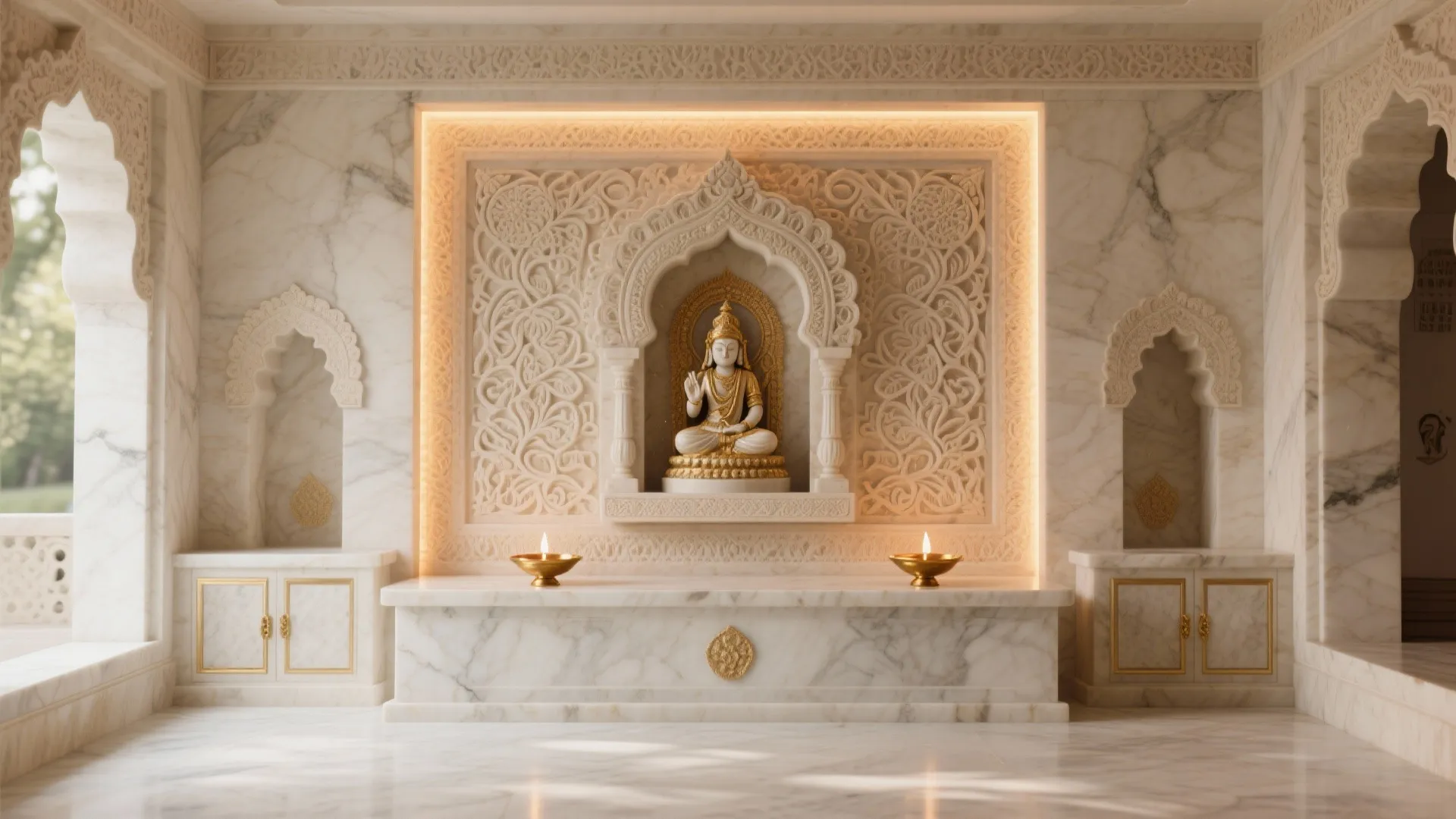 Majestic Mandir Wall in Natural Stone