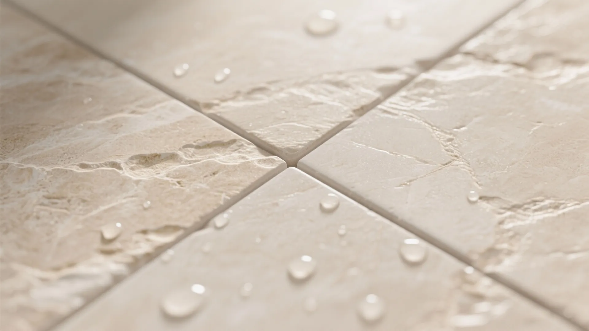 Macro of matte stone-look porcelain showing fine texture and subtle veining.