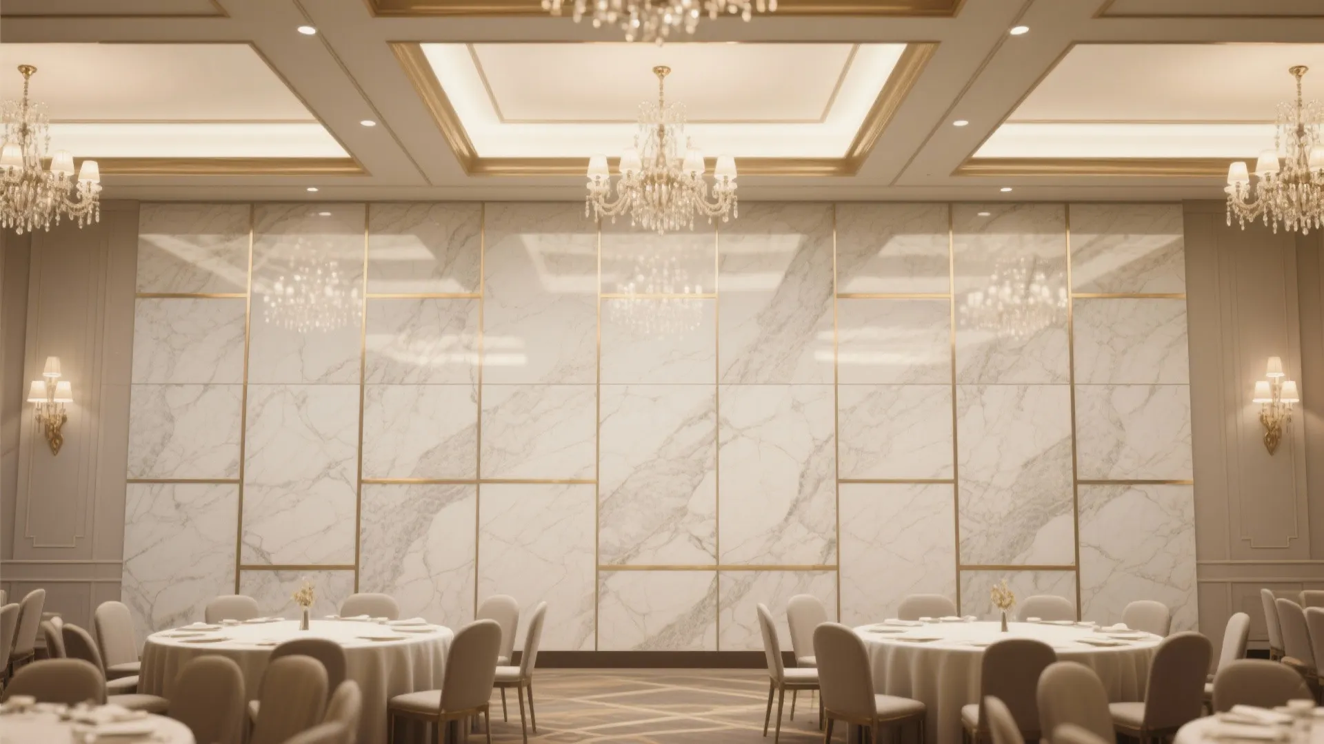 Stone-look panels with metal inlays