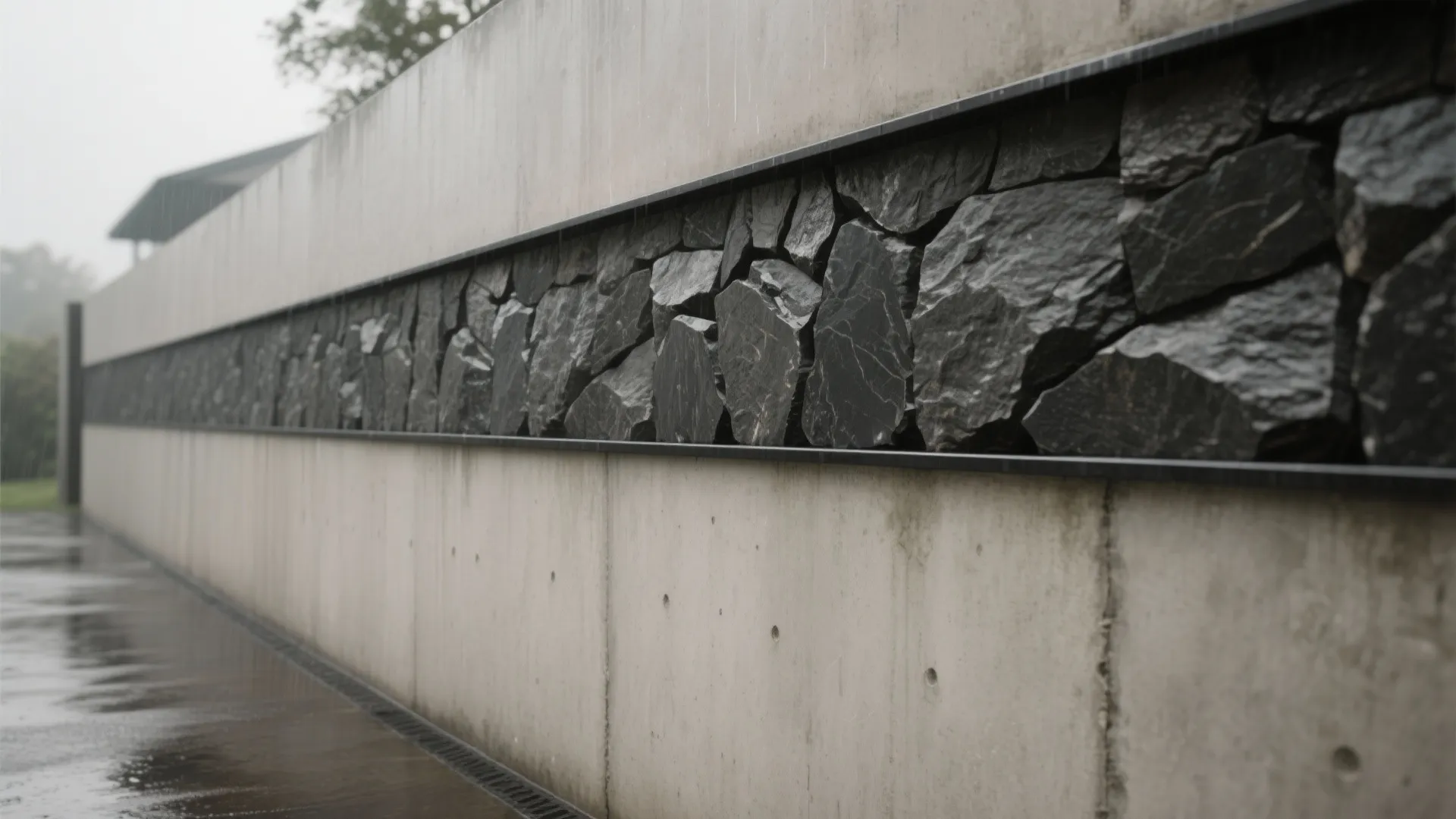 3) Mixed materials: stone cladding + metal accents