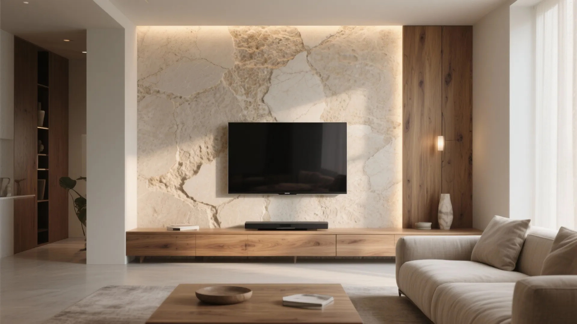 Textured Stone or Microcement Backdrop