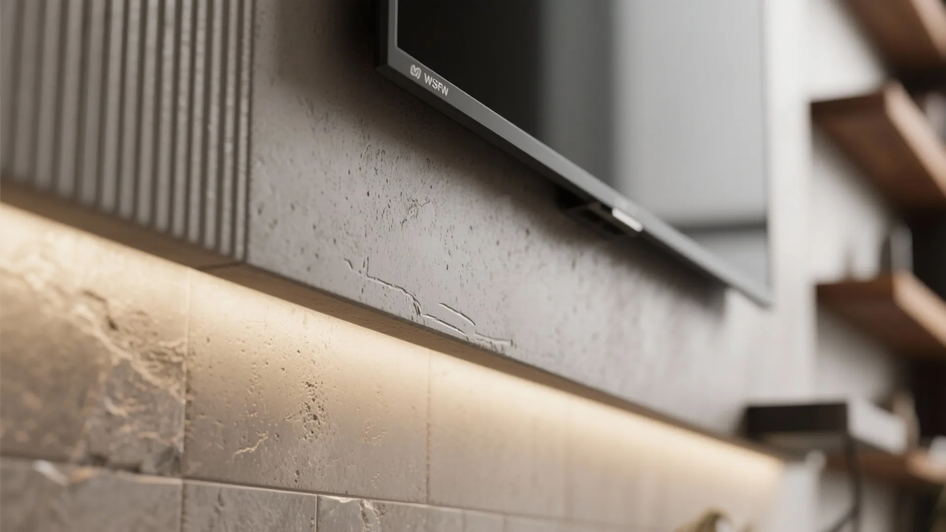 Textured Stone, Tile, or Microcement for Tactile Contrast