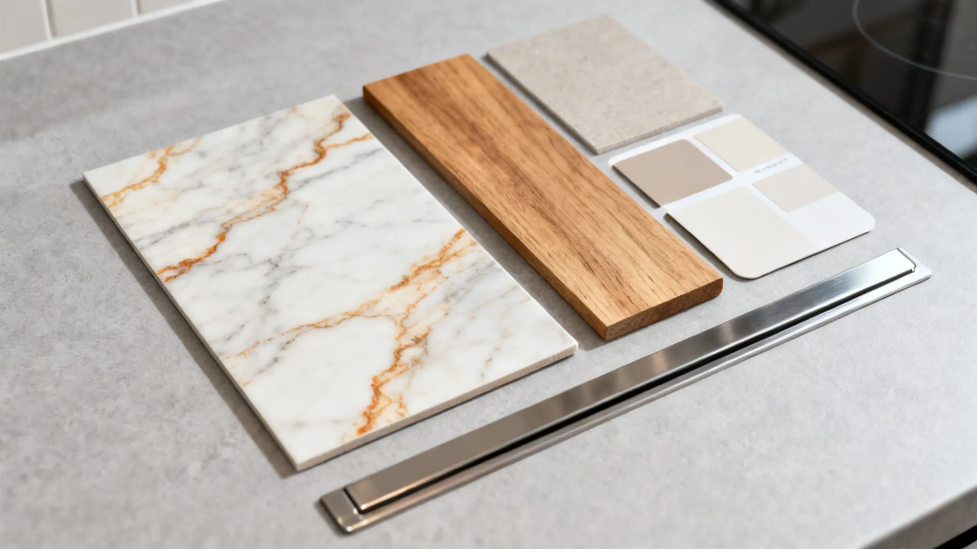 Stone-look decals with warm veining for texture