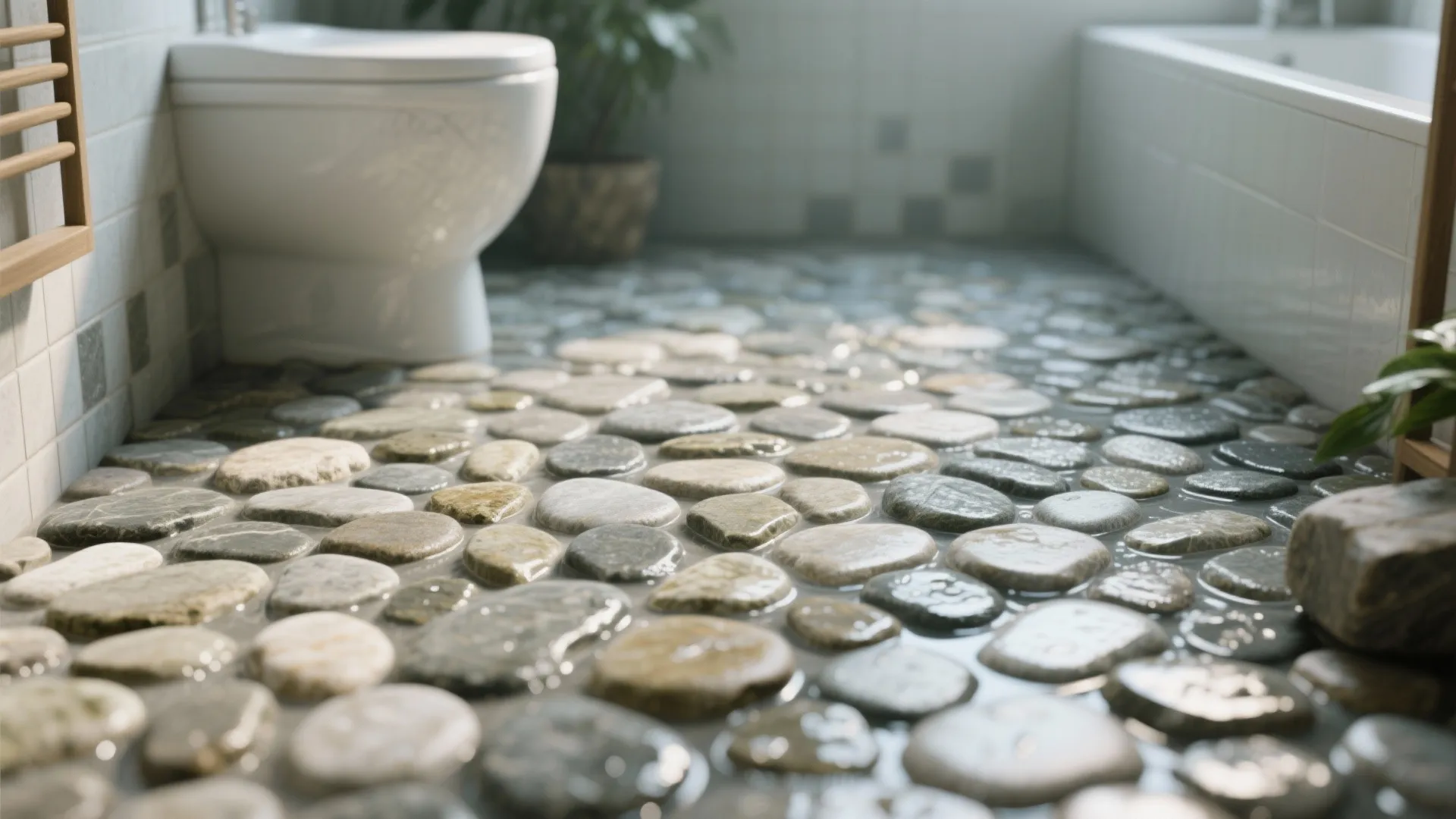 3. Stone and Pebble Flooring