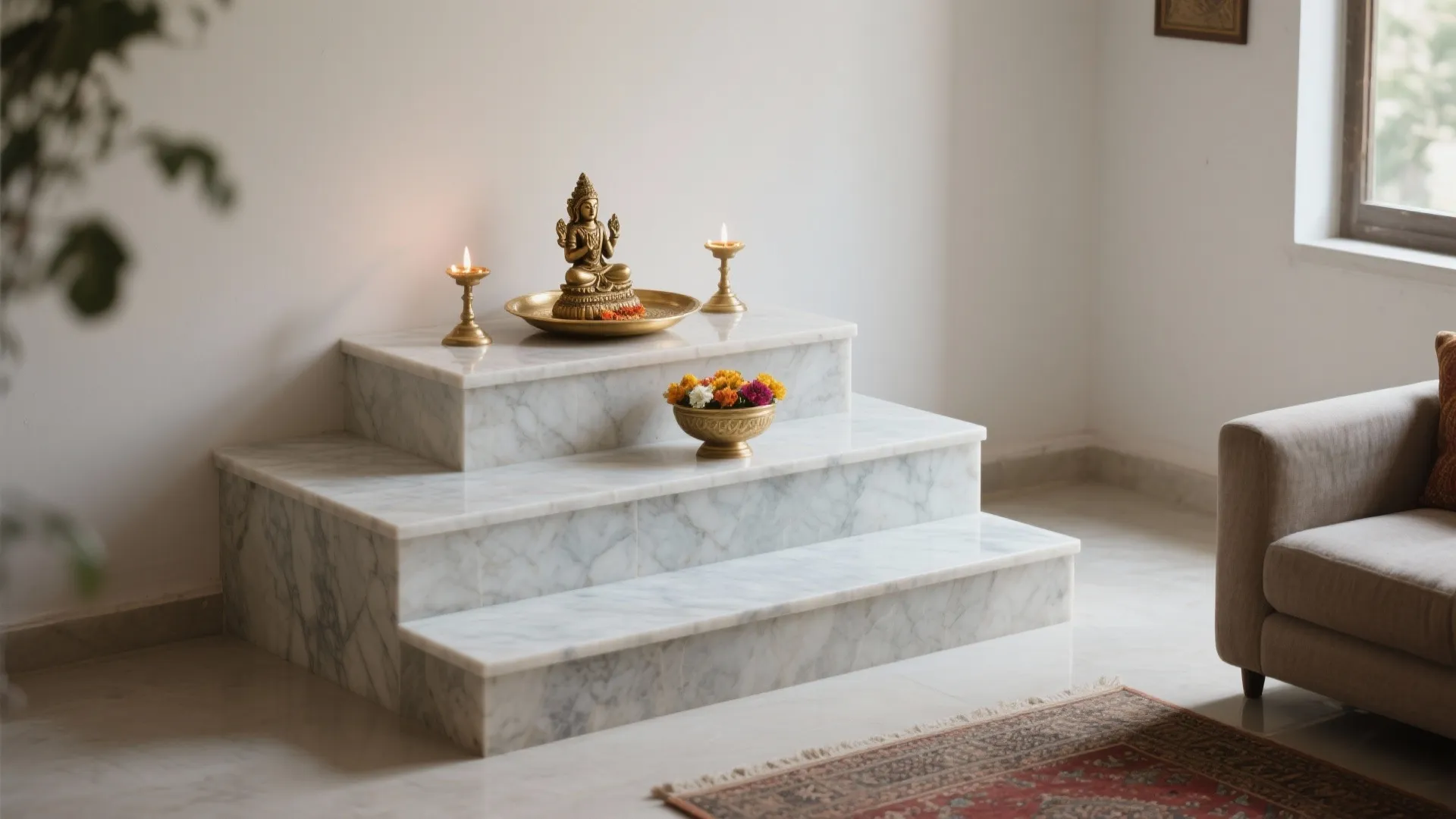 1) Minimal stone plinth with 2–3 stepped tiers