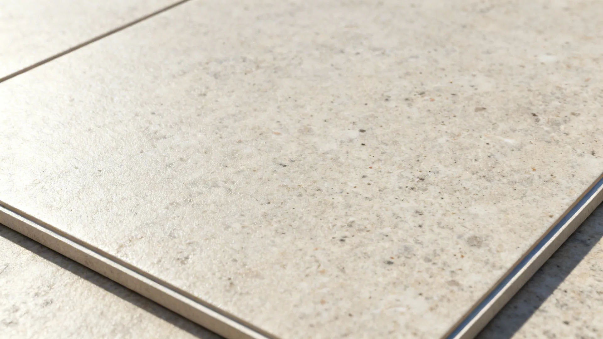 Macro of satin stone-look PVC showing realistic concrete texture.
