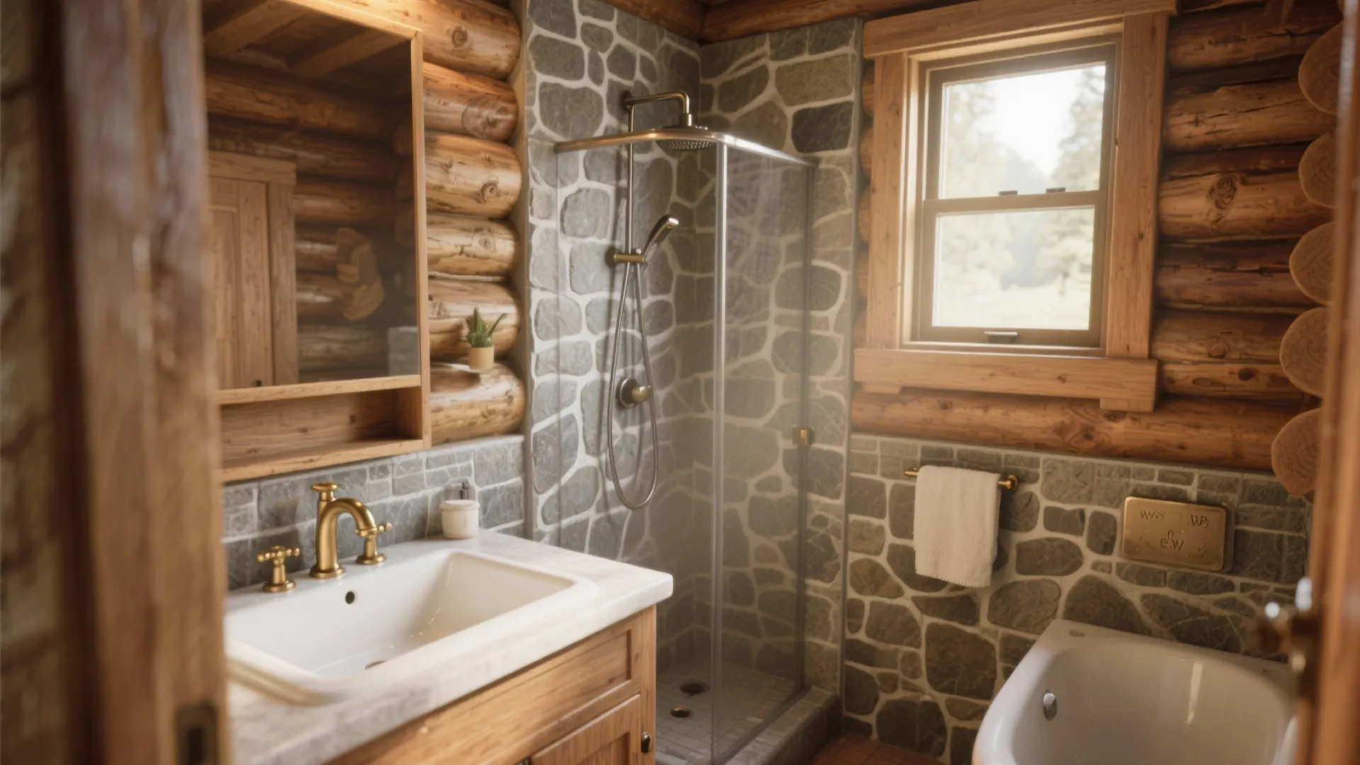 1. Embrace wood + sealed stone accents