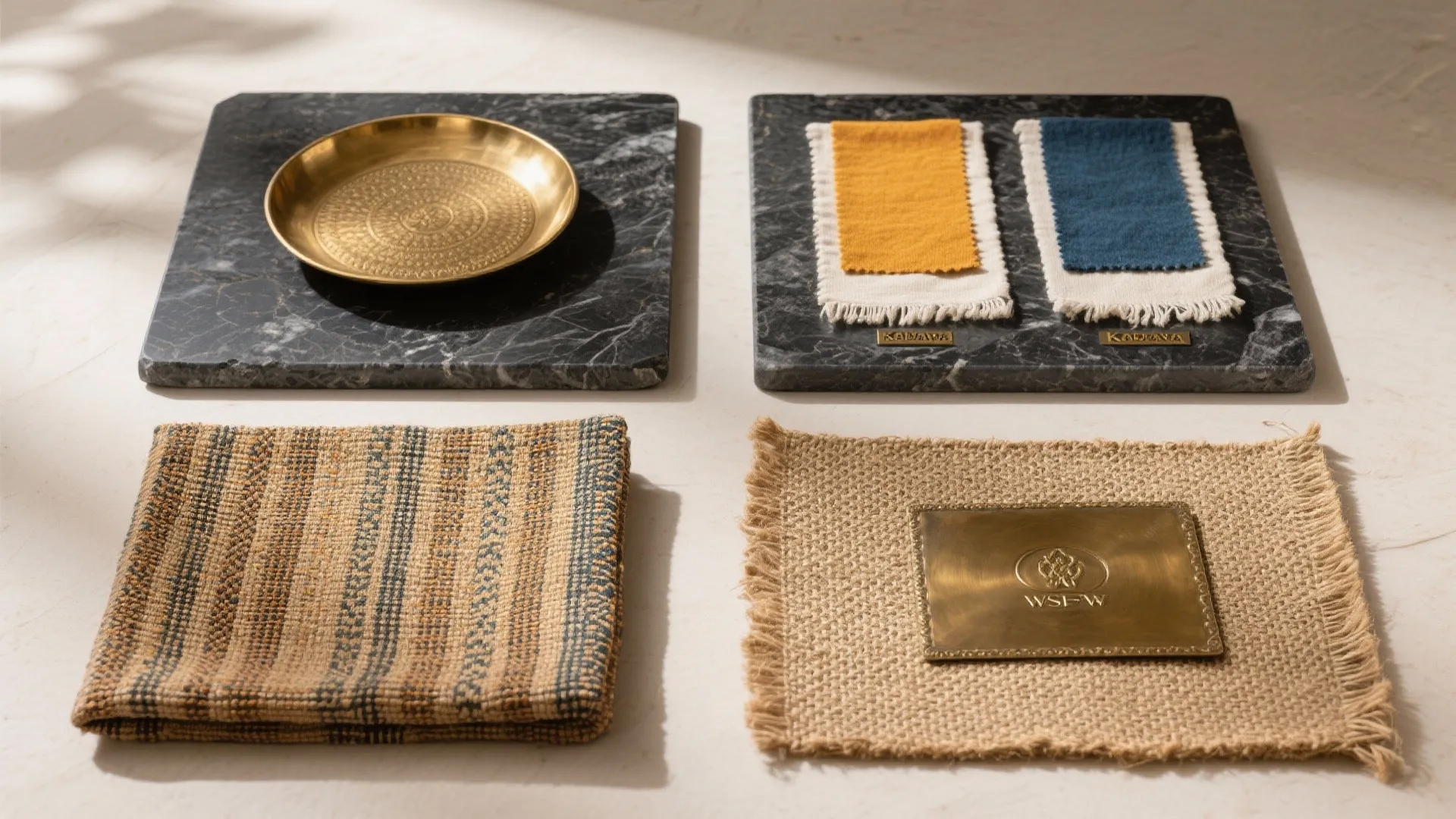 Natural Stone Base with Earthy Textiles