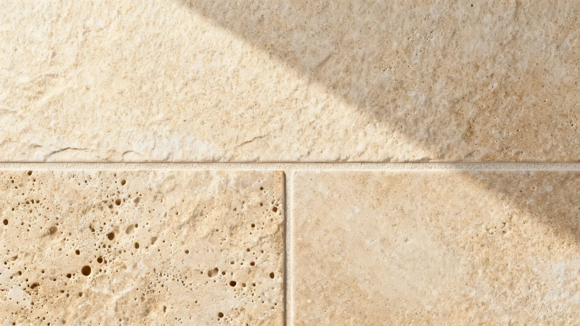 Beige stone floor tiles with a rough texture and soft sunlight for a modern home design