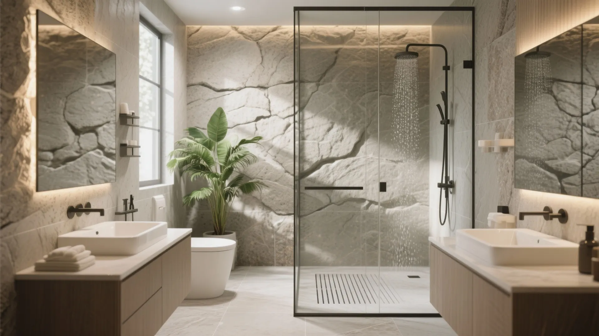 Stone-Look or Bush-Hammered Textures for Spa Calm