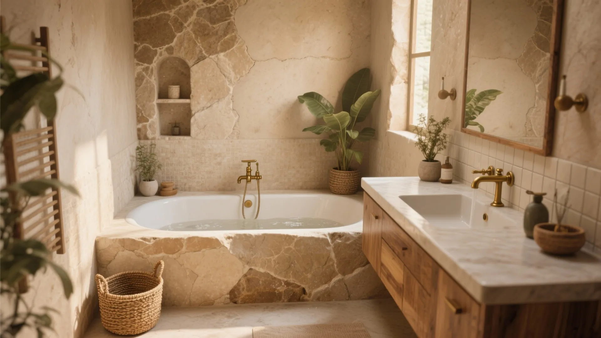 4. Natural Stone Tones — Warm and Organic