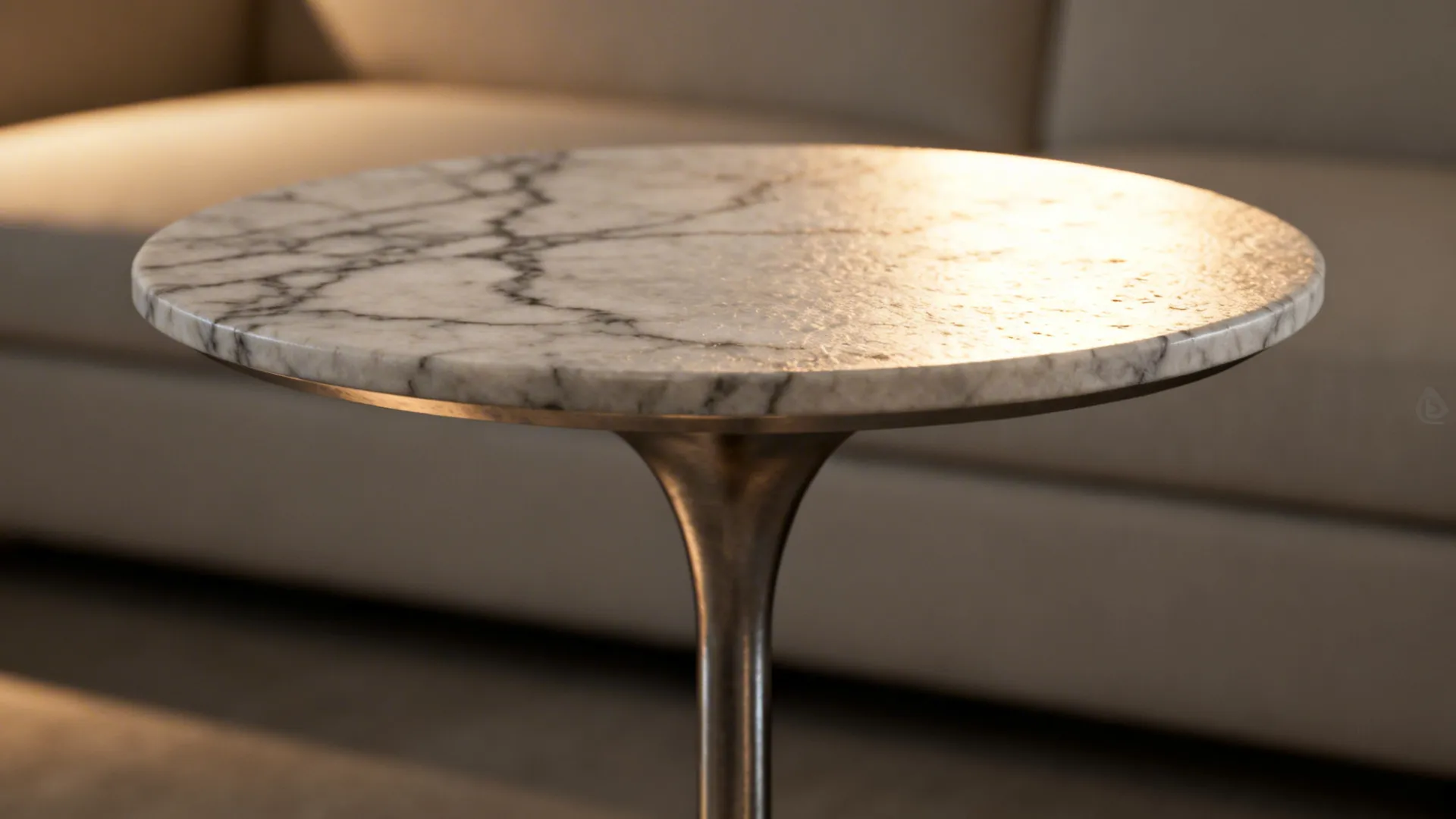 4. Stone-top round table for a sculptural touch