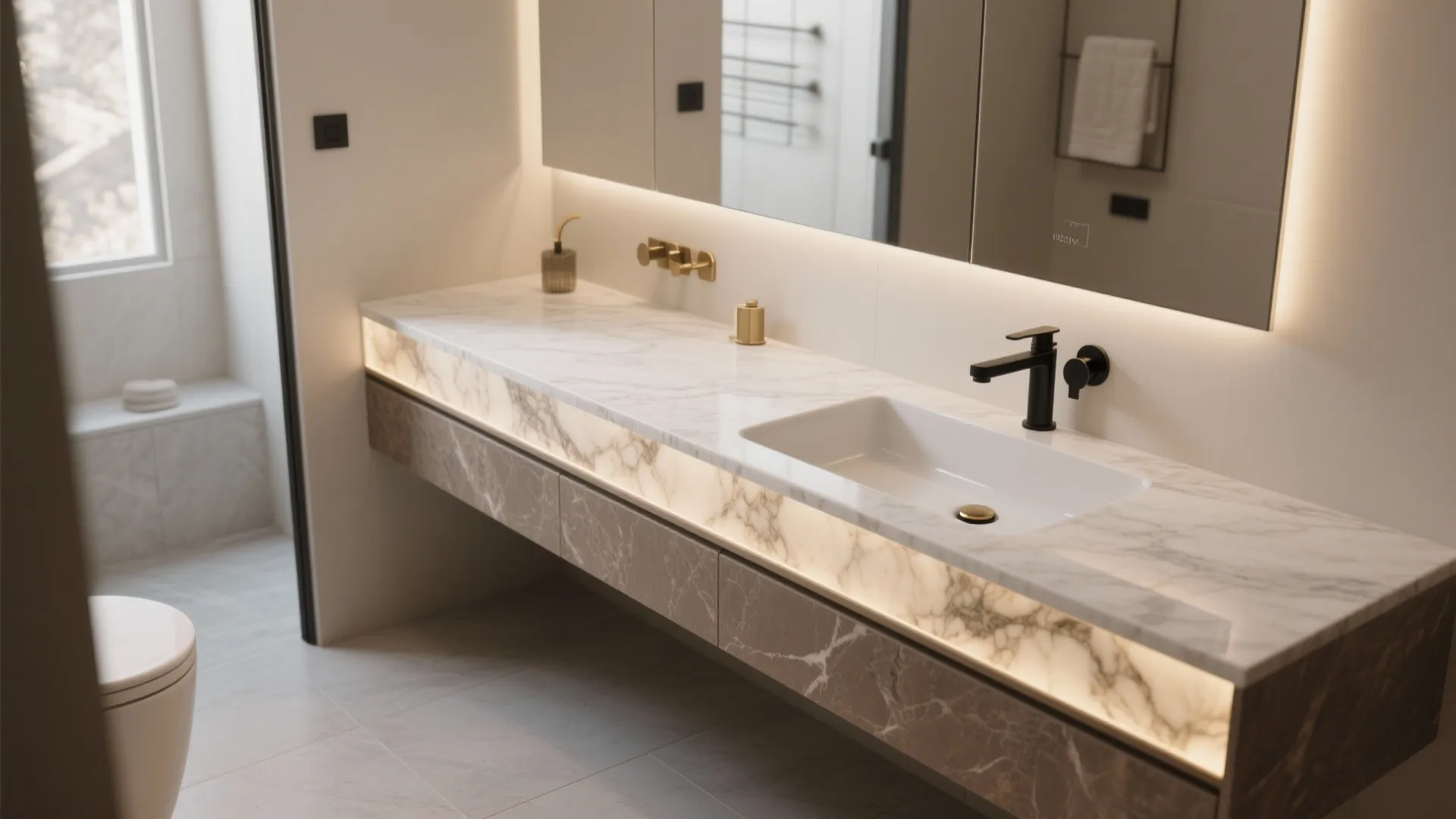 Stone-Clad Vanities With Integrated Sinks