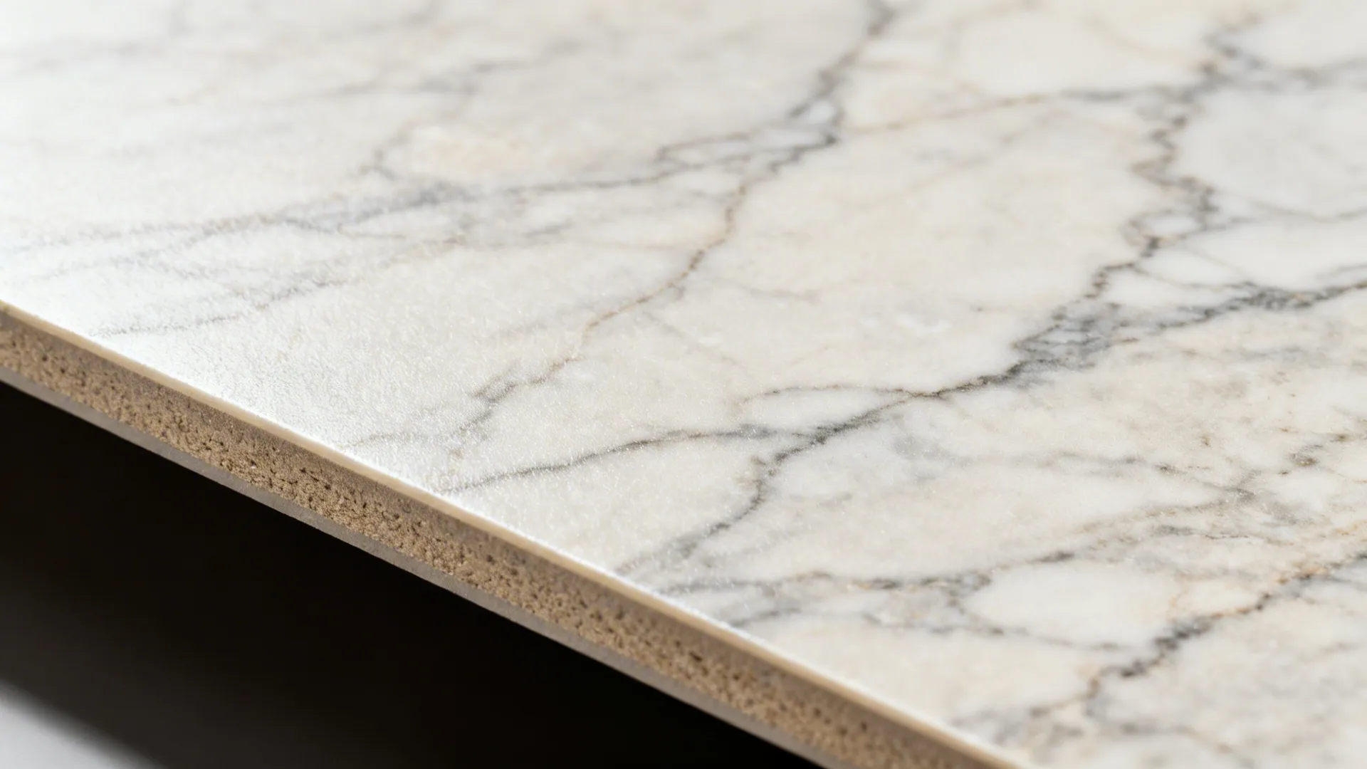 Macro of digital marble laminate with subtle veining and clean edge detail.
