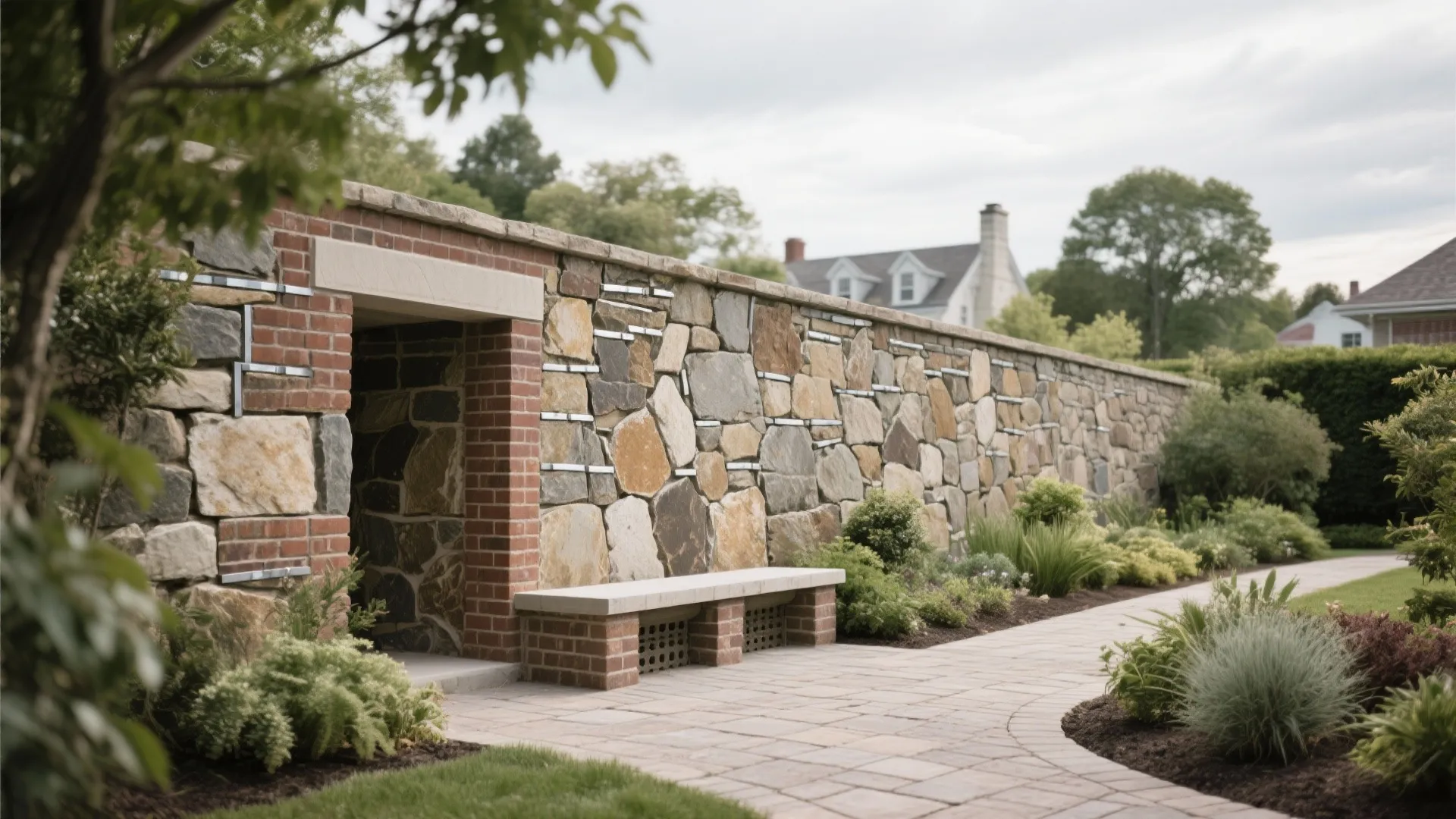Stone Veneer on CMU Backup for Heritage Look