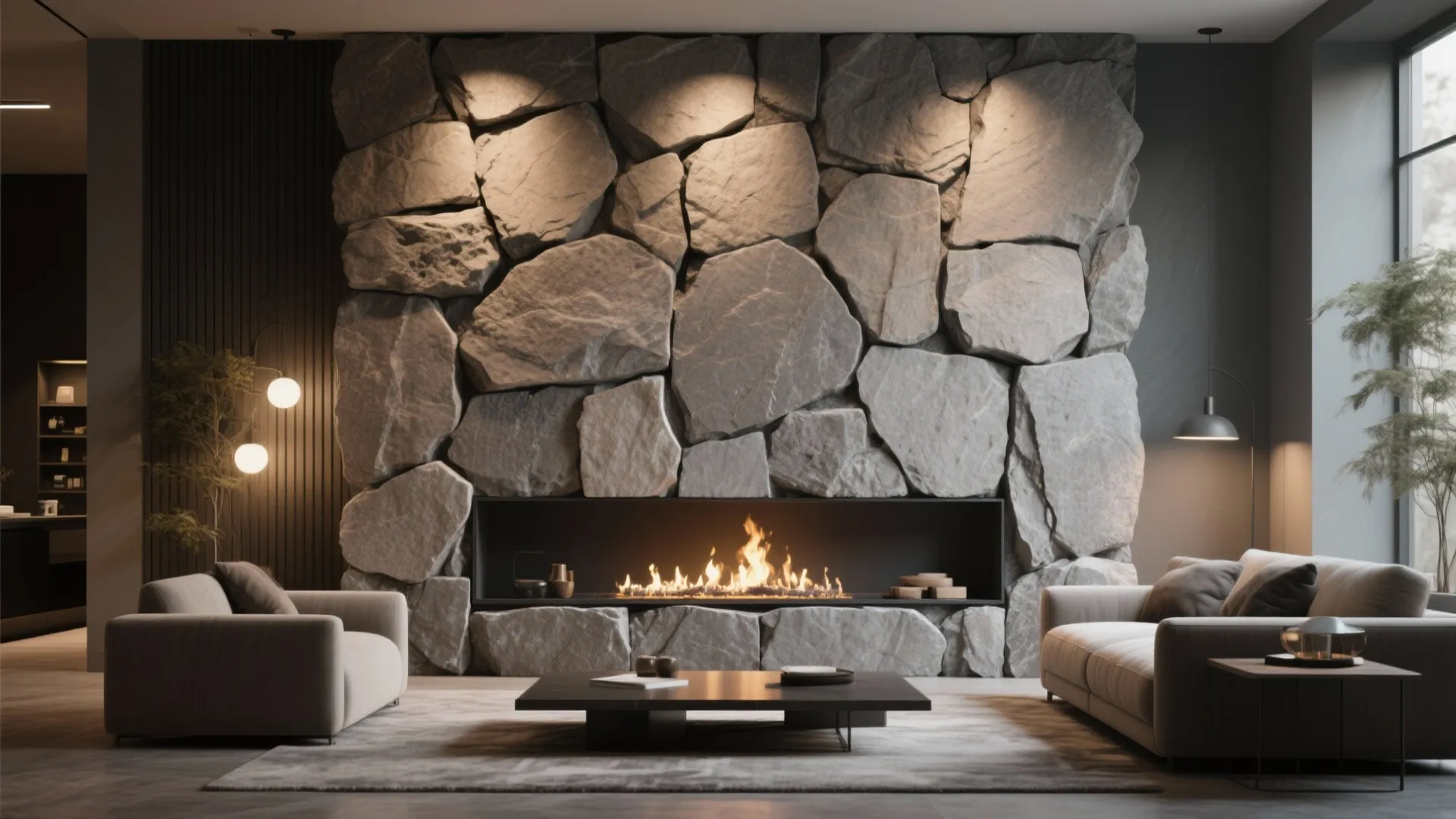 4. Stone veneer for tactile drama