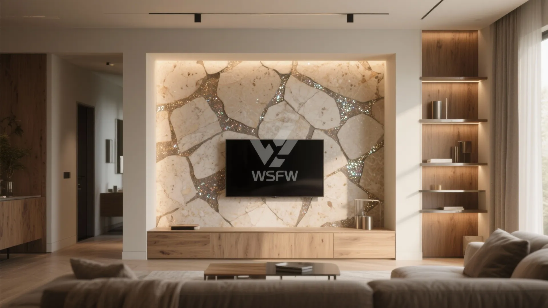 2. Thin Stone Veneer with Mica Glow