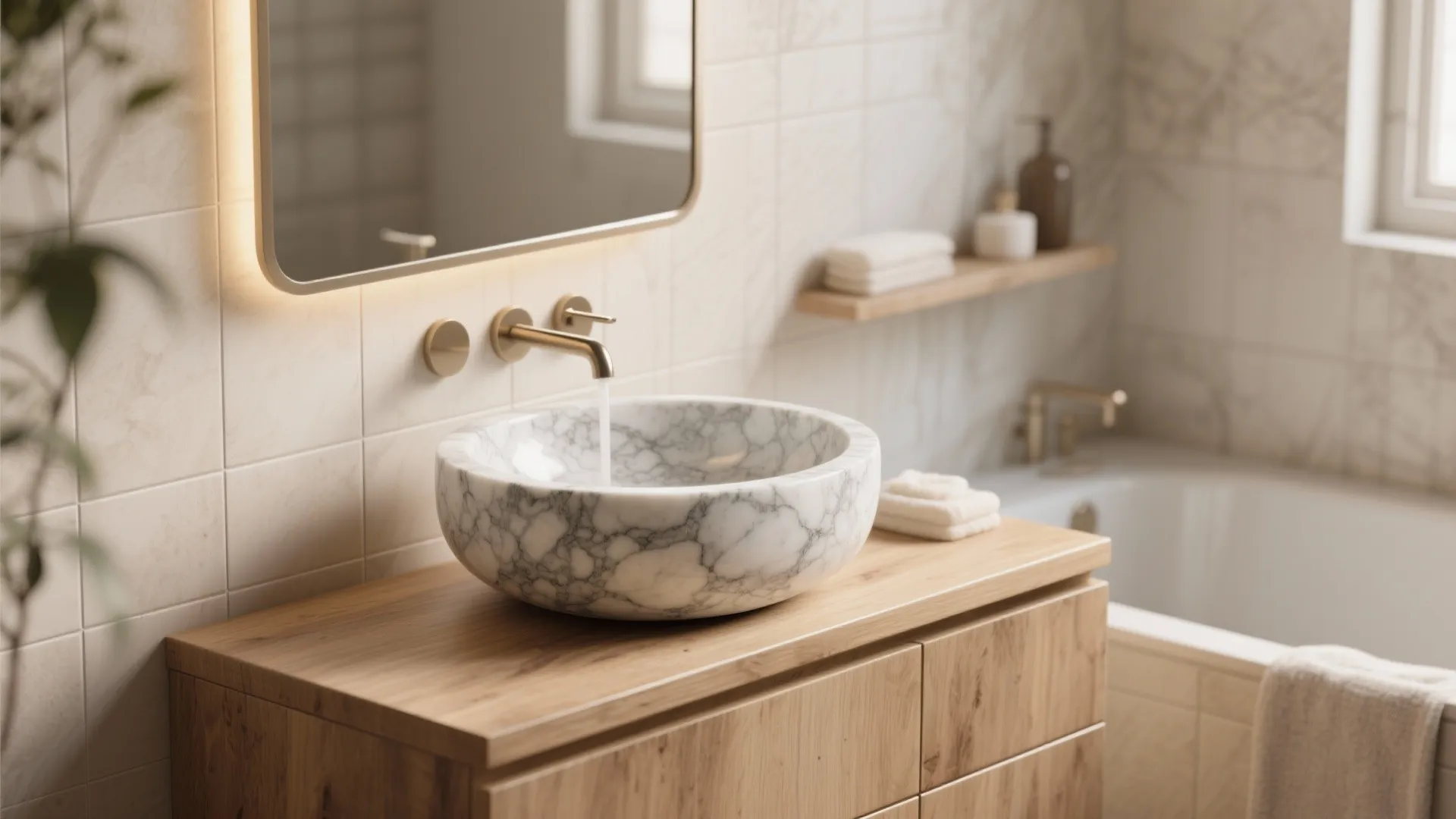 Vessel basins in natural stone